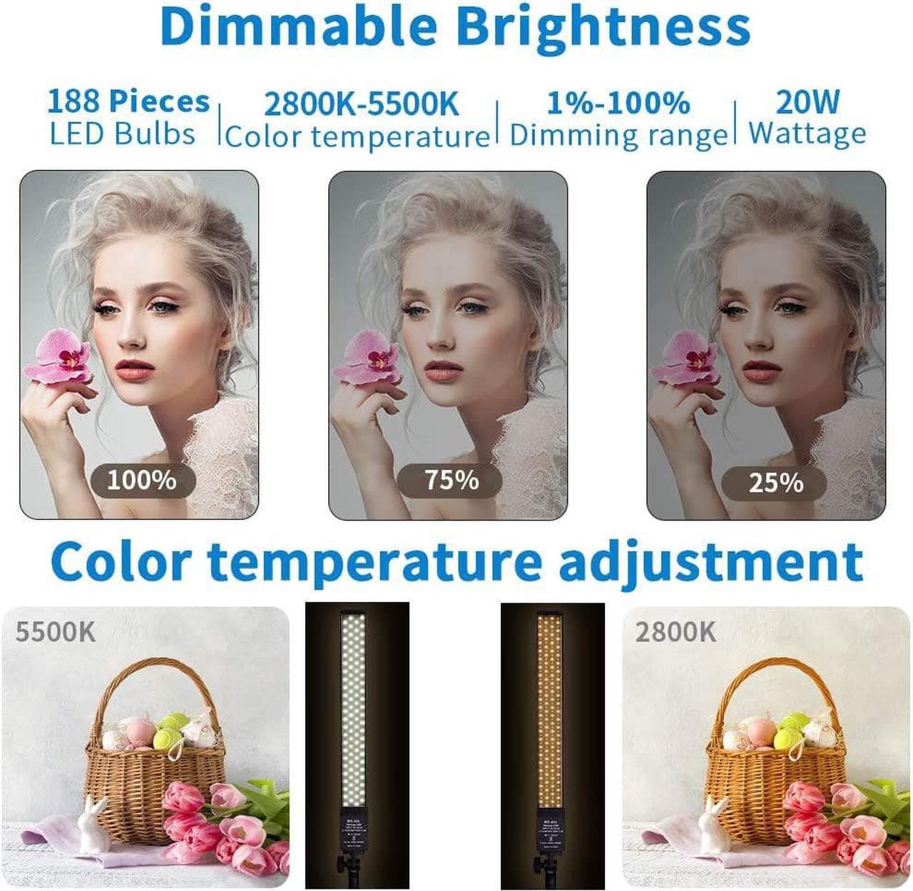 Alt view image 2 of 7 - LED Video Light Battery Powered Photography Light Portable Handheld Wand,Dimmable 2800-5500K Photo Studio Light Kit with NP-970 Li-ion Battery and Stand for Portrait, YouTube,Outdoor Video