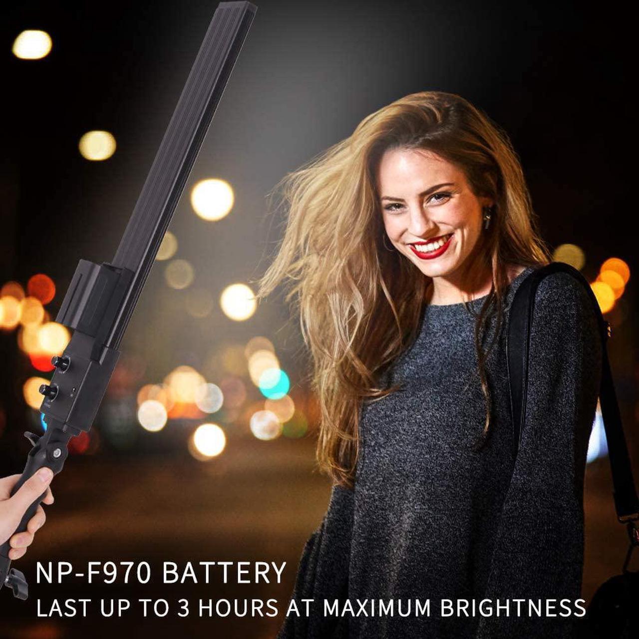 Alt view image 4 of 7 - LED Video Light Battery Powered Photography Light Portable Handheld Wand,Dimmable 2800-5500K Photo Studio Light Kit with NP-970 Li-ion Battery and Stand for Portrait, YouTube,Outdoor Video