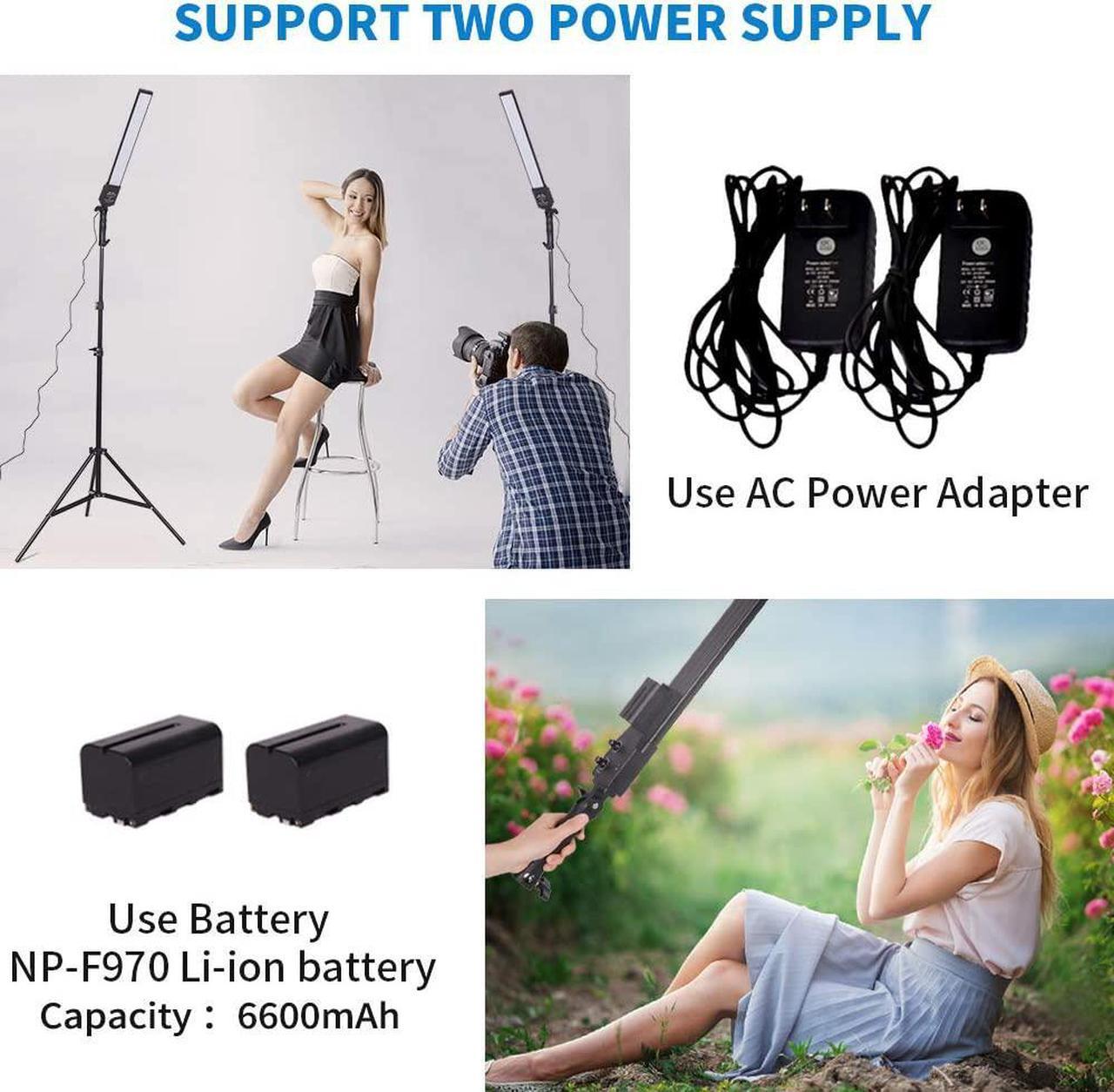 Alt view image 5 of 7 - LED Video Light Battery Powered Photography Light Portable Handheld Wand,Dimmable 2800-5500K Photo Studio Light Kit with NP-970 Li-ion Battery and Stand for Portrait, YouTube,Outdoor Video