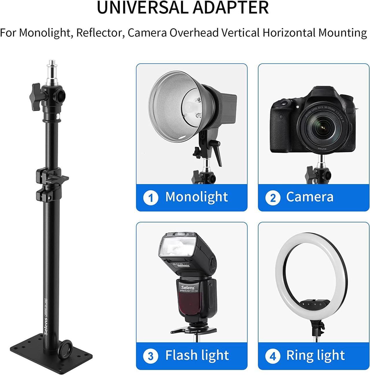 Alt view image 5 of 6 - Selens Photography Camera Wall Mount Boom Arm, Ceiling Wall Mounting Up to 22inch for Photo Video Studio Strobe Light, Softbox, Overhead Mount, with 3/8 1/4 Thread, 2 Pack