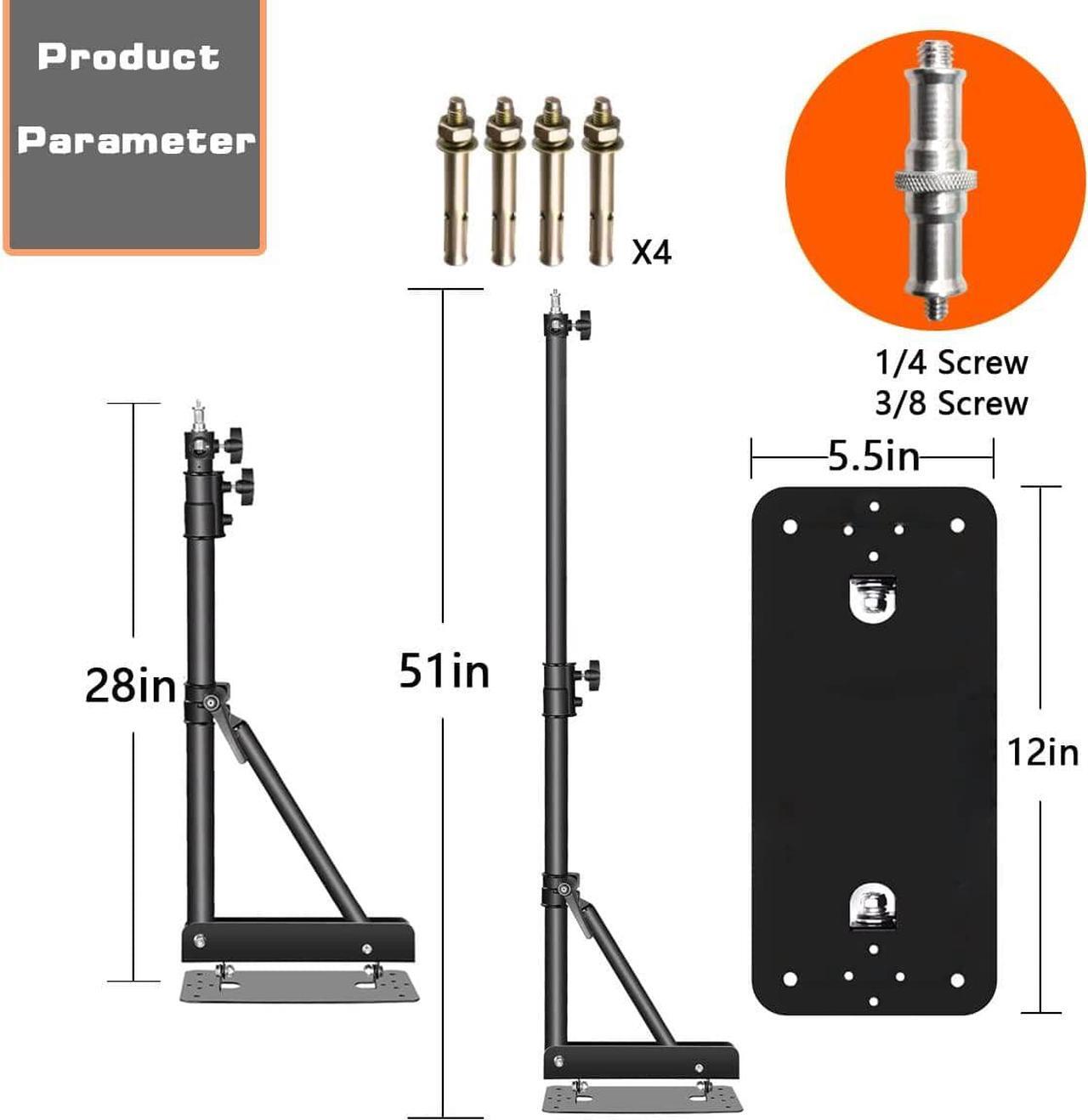 Alt view image 2 of 7 - Wall Mounting Triangle Boom Arm for Ring Light, Support 180° Flexible Rotation, 28-51in Adjustable Length, Save Space, for Monolight, Softbox, Umbrella and Reflector