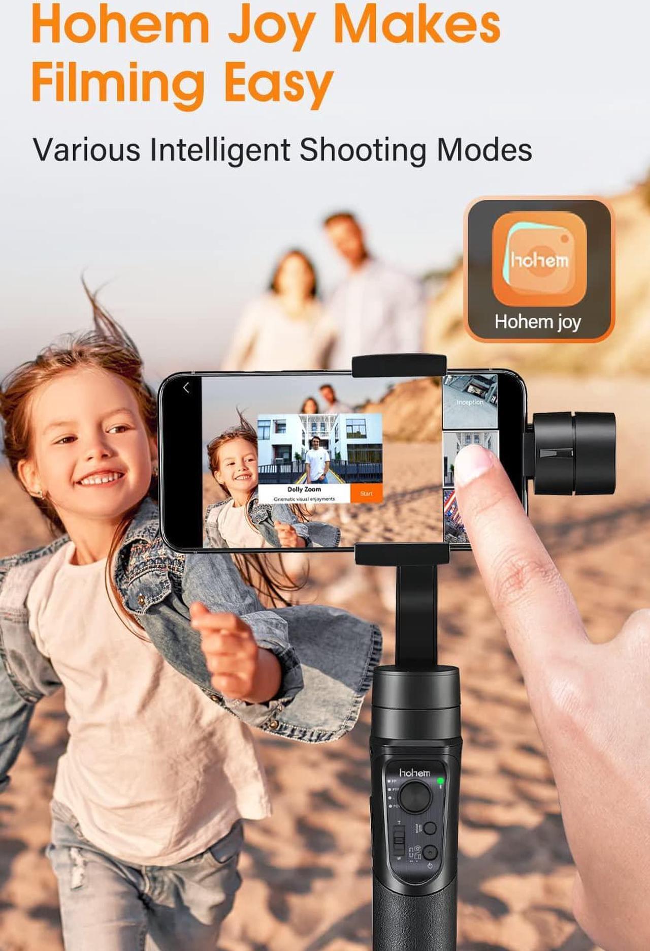 Alt view image 3 of 7 - Gimbal Stabilizer for Smartphone, 3-Axis Phone Gimbal for Android and iPhone 14,13,12 PRO, Stabilizer for Video Recording with Face/Object Tracking, 600 °Auto Rotation - hohem iSteady Mobile Plus