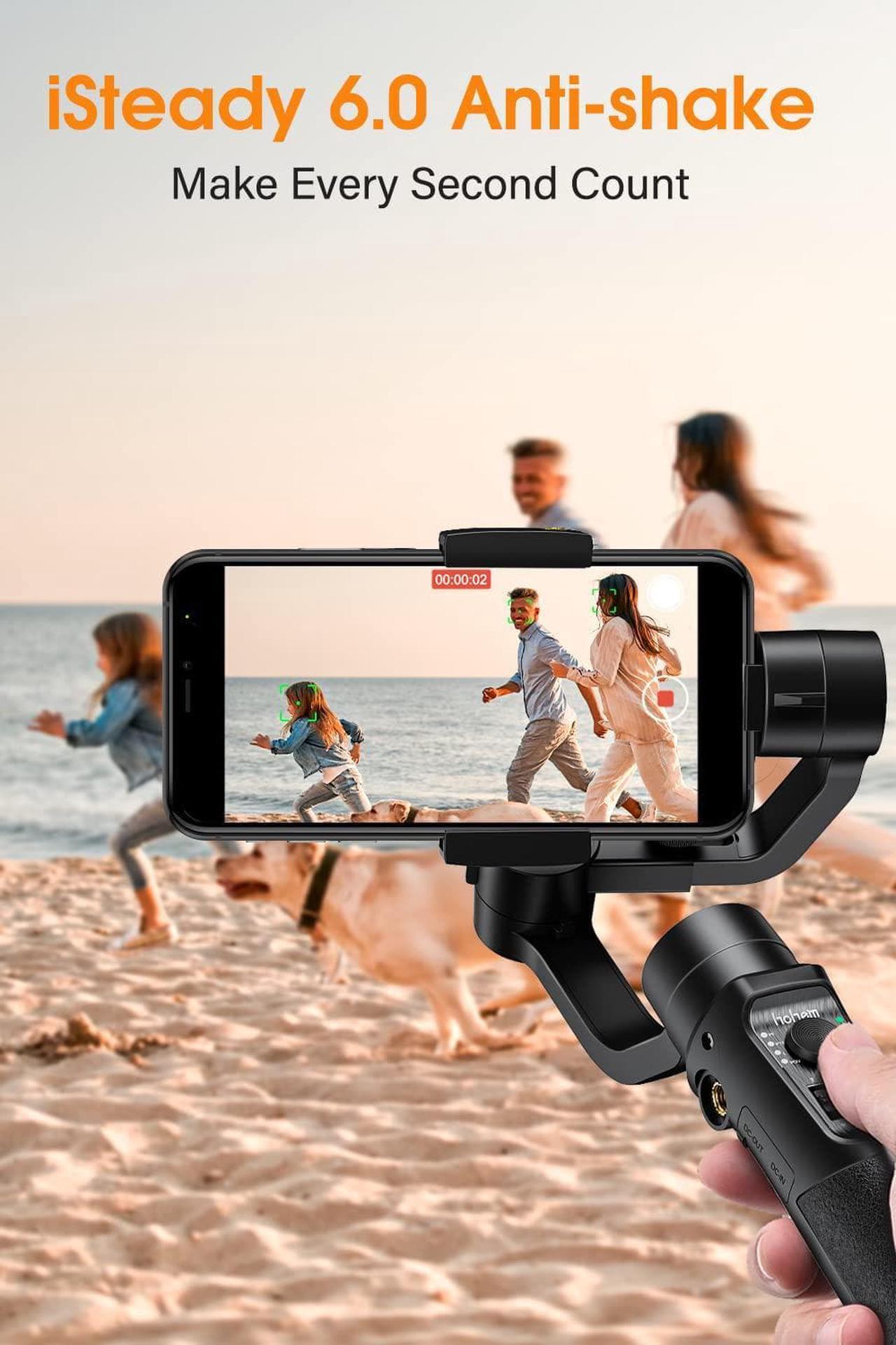Alt view image 2 of 7 - Gimbal Stabilizer for Smartphone, 3-Axis Phone Gimbal for Android and iPhone 14,13,12 PRO, Stabilizer for Video Recording with Face/Object Tracking, 600 °Auto Rotation - hohem iSteady Mobile Plus
