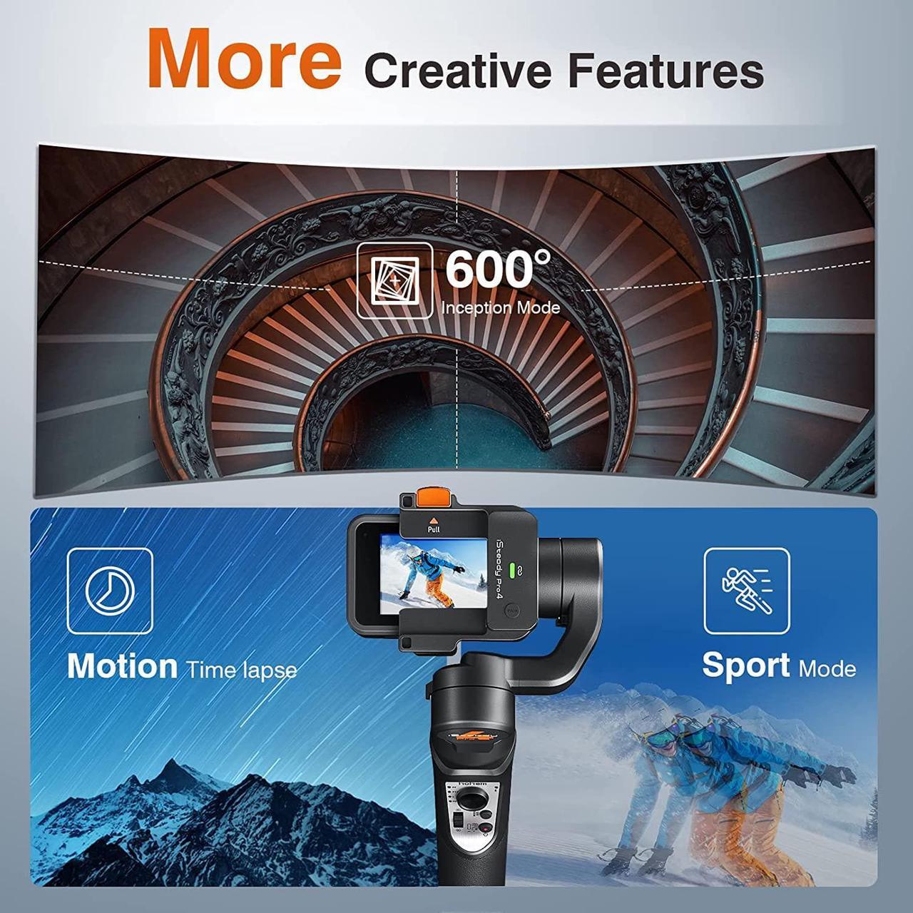 Alt view image 3 of 7 - 3 Axis Gimbal Stabilizer for Gopro Hero 11/10/9, Handheld Stabilizer for Gopro for Video Recording,IPX4 Waterproof, Bluetooth Control, Compatible with Osmo Camera, YI Cam, Insta360, hohem iSteady Pro4