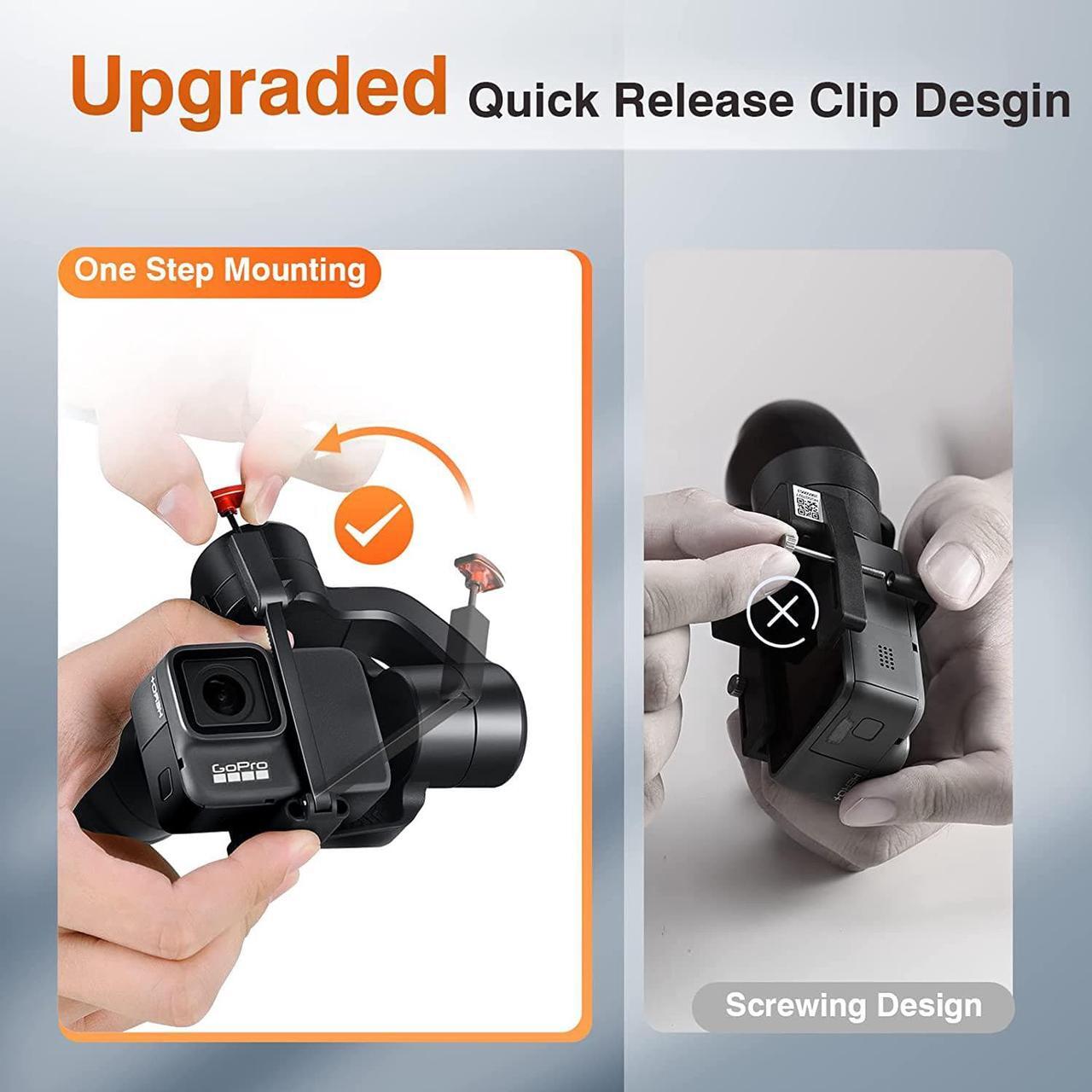 Alt view image 4 of 7 - 3 Axis Gimbal Stabilizer for Gopro Hero 11/10/9, Handheld Stabilizer for Gopro for Video Recording,IPX4 Waterproof, Bluetooth Control, Compatible with Osmo Camera, YI Cam, Insta360, hohem iSteady Pro4