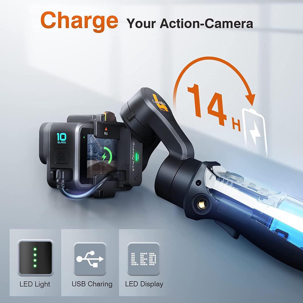 Alt view image 5 of 7 - 3 Axis Gimbal Stabilizer for Gopro Hero 11/10/9, Handheld Stabilizer for Gopro for Video Recording,IPX4 Waterproof, Bluetooth Control, Compatible with Osmo Camera, YI Cam, Insta360, hohem iSteady Pro4