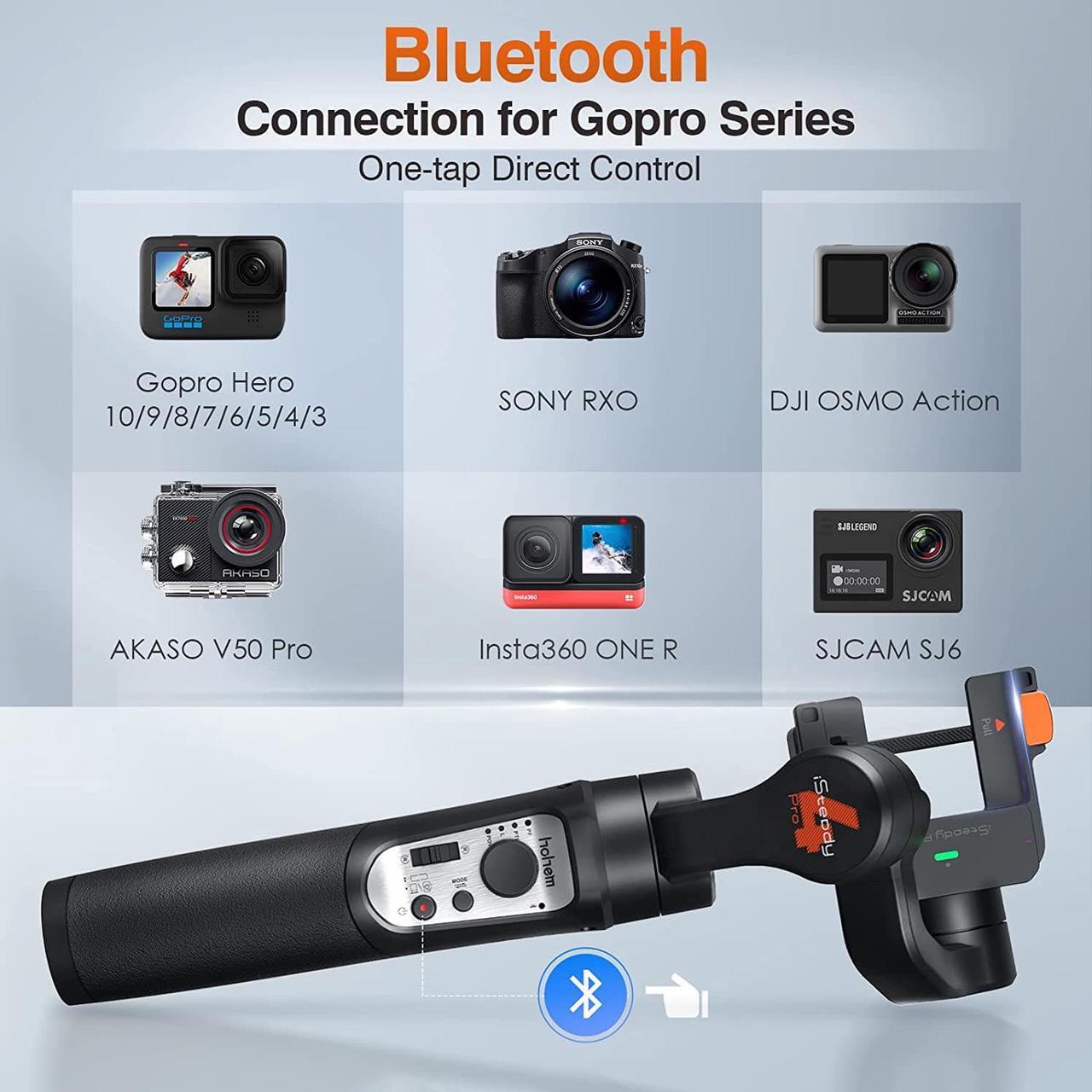 Alt view image 7 of 7 - 3 Axis Gimbal Stabilizer for Gopro Hero 11/10/9, Handheld Stabilizer for Gopro for Video Recording,IPX4 Waterproof, Bluetooth Control, Compatible with Osmo Camera, YI Cam, Insta360, hohem iSteady Pro4