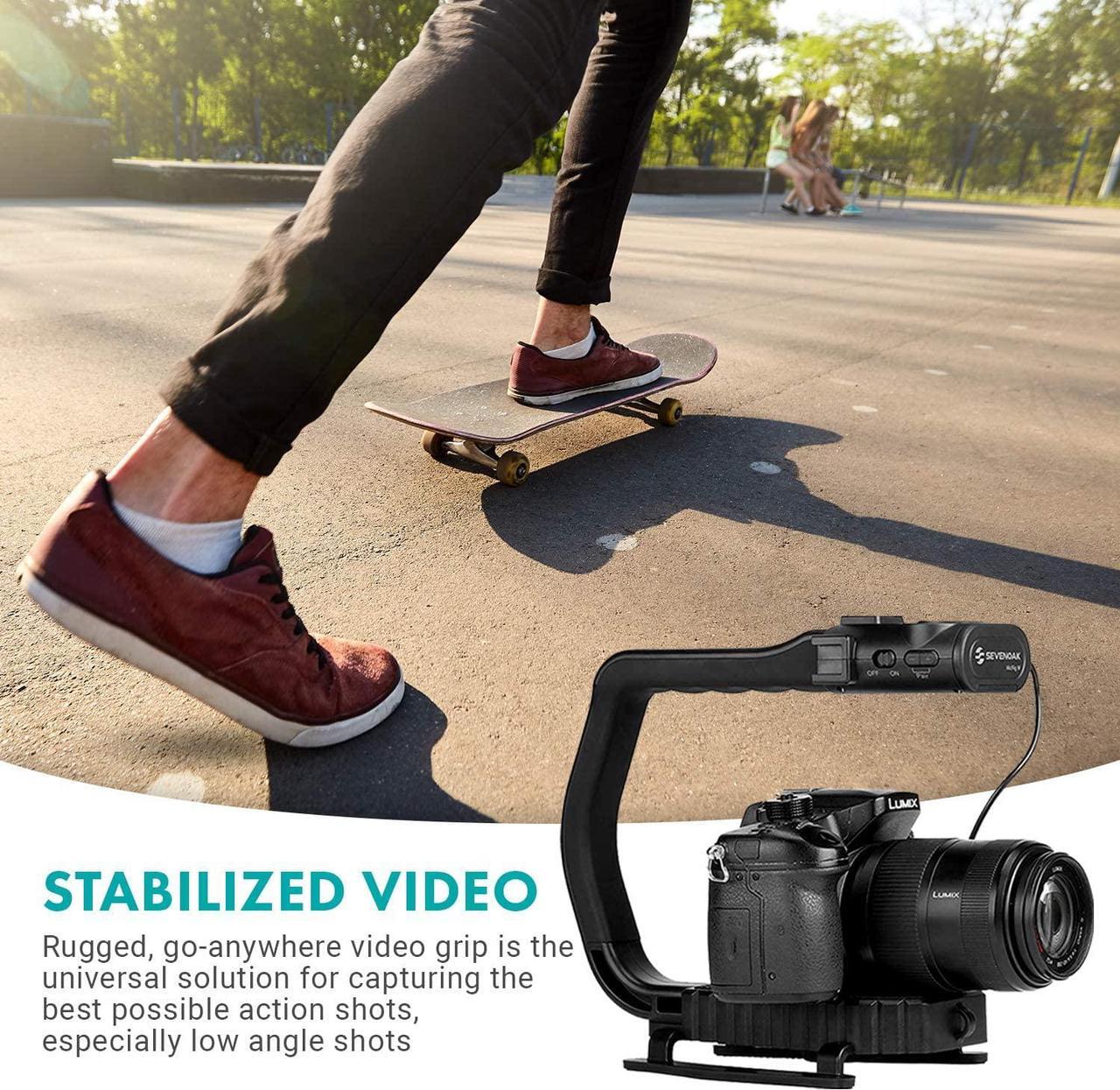 Alt view image 2 of 7 - Movo MicRig-W2 Wireless Microphone Filmmaker Kit - Video Handle Stabilizer with Built-in Dual Wireless Lavalier Microphone Compatible with Canon EOS, Nikon, Sony, Panasonic DSLR and Mirrorless Cameras