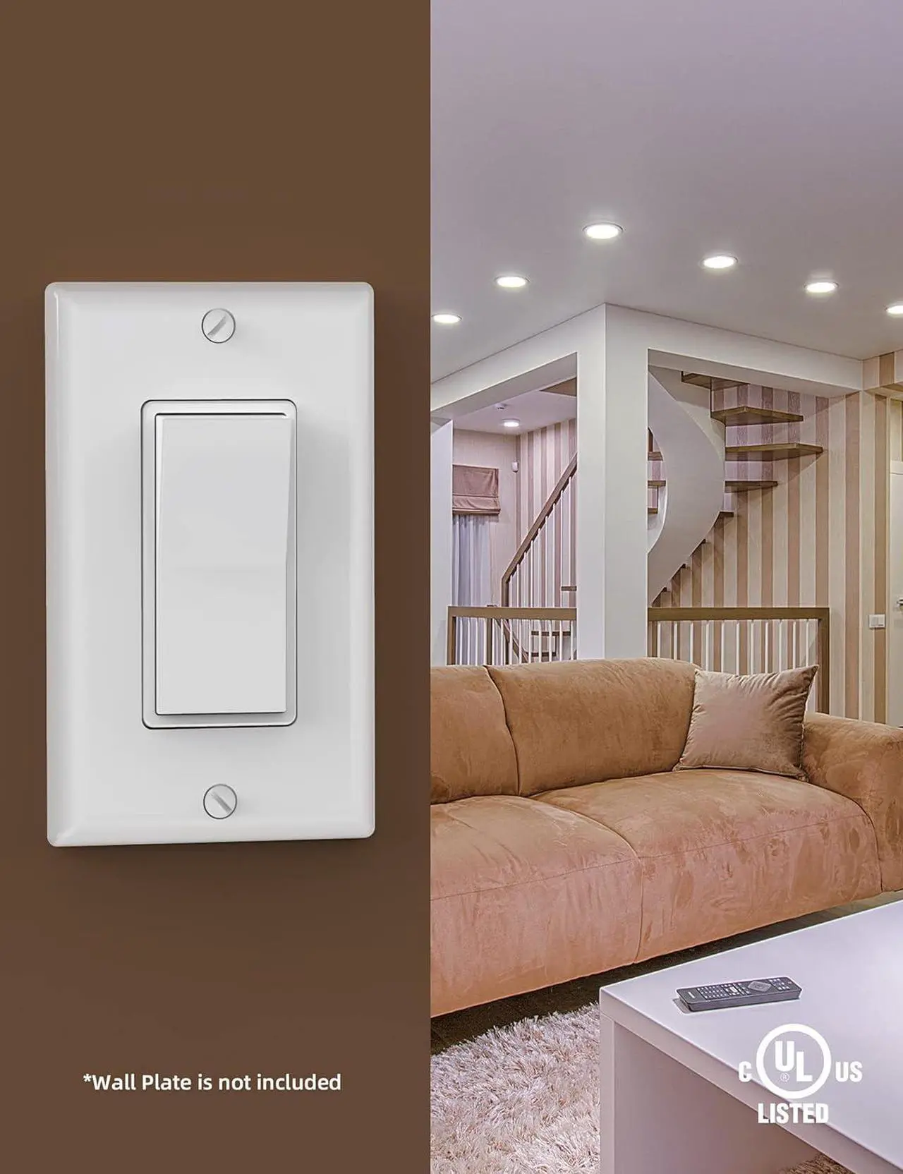 Alt view image 5 of 7 - Single Pole Rocker Decora Light Switch, 15 Amp Self-grounding Electrical Light Switches, Residential Grade, UL Listed (50 Pack, White)