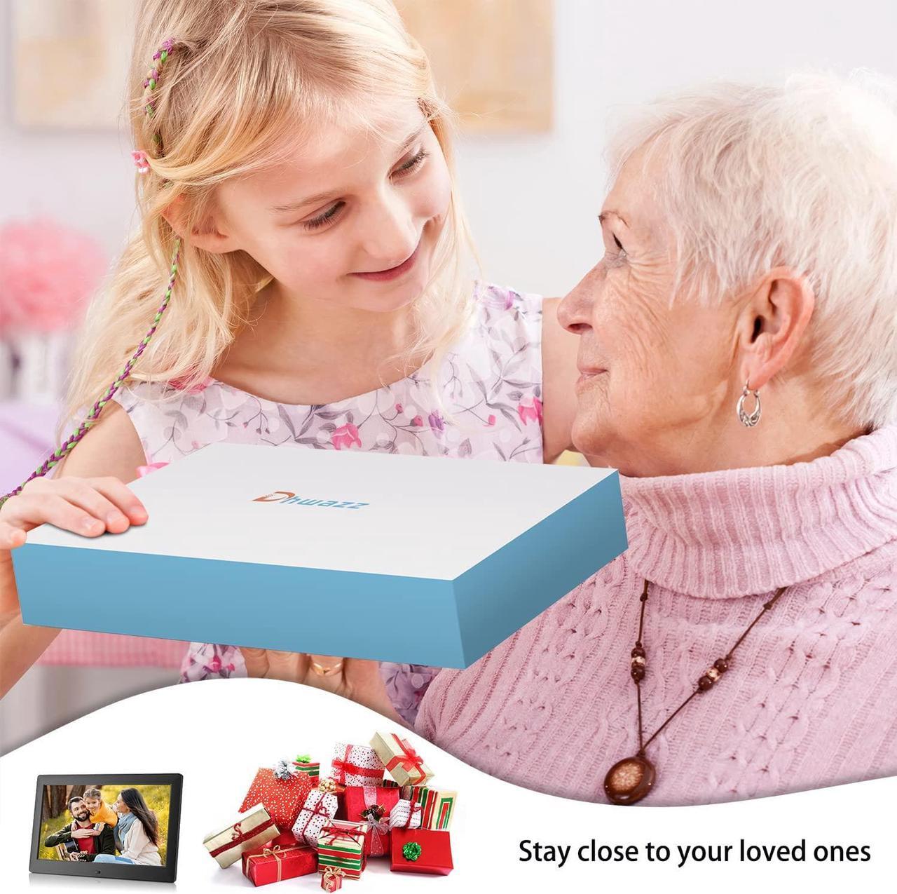 Alt view image 7 of 7 - Dhwazz 10.1 Inch USB Digital Picture Frame, Non-WiFi SD Card Smart Photo Frames IPS Screen HD Display with Remote Control, Support Video and Music, Slideshow, Wall Mountable, Easy to use for Seniors