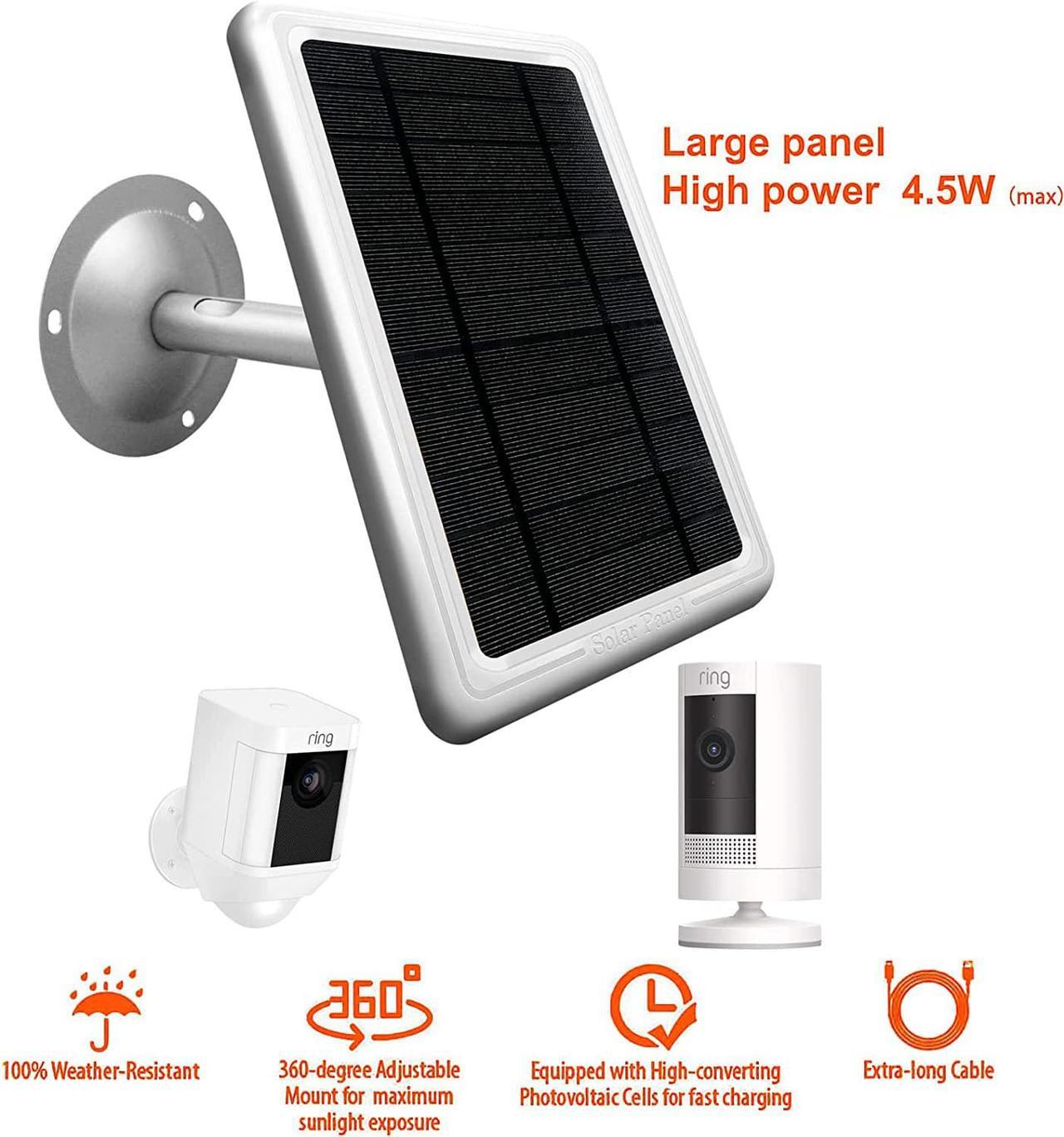 Alt view image 2 of 5 - Ring Camera Solar Panel Charger, Solar Panel for Ring Stick Up Cam 2nd & 3rd Gen, Ring Spotlight Cam Battery, 5V 4.5W Output Super Fast Charging 3.5mm Plug to Device (1Pack-White)