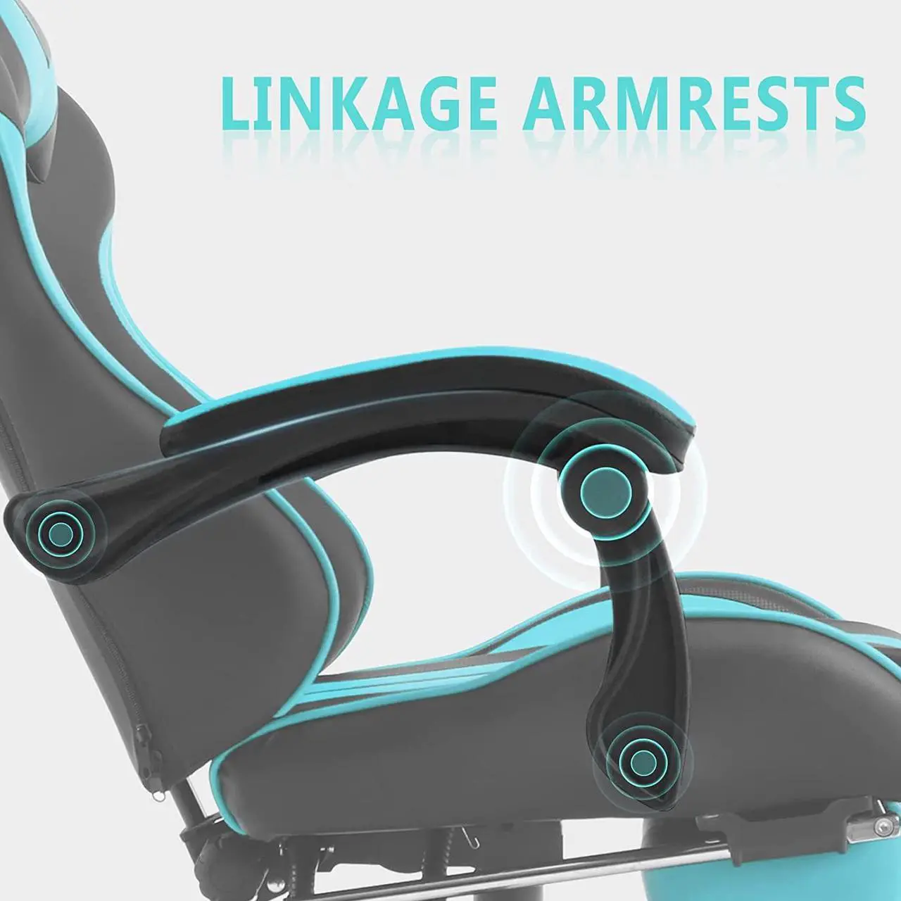 Alt view image 5 of 7 - Ferghana Miami Blue Gaming Chair, Gamer Chair, PC Gaming Chair, Ergonomic Gaming Chair, Computer Gaming Chair with Height Adjustment,Headrest for Adults Teens for Gaming Room,Streaming Room Decor