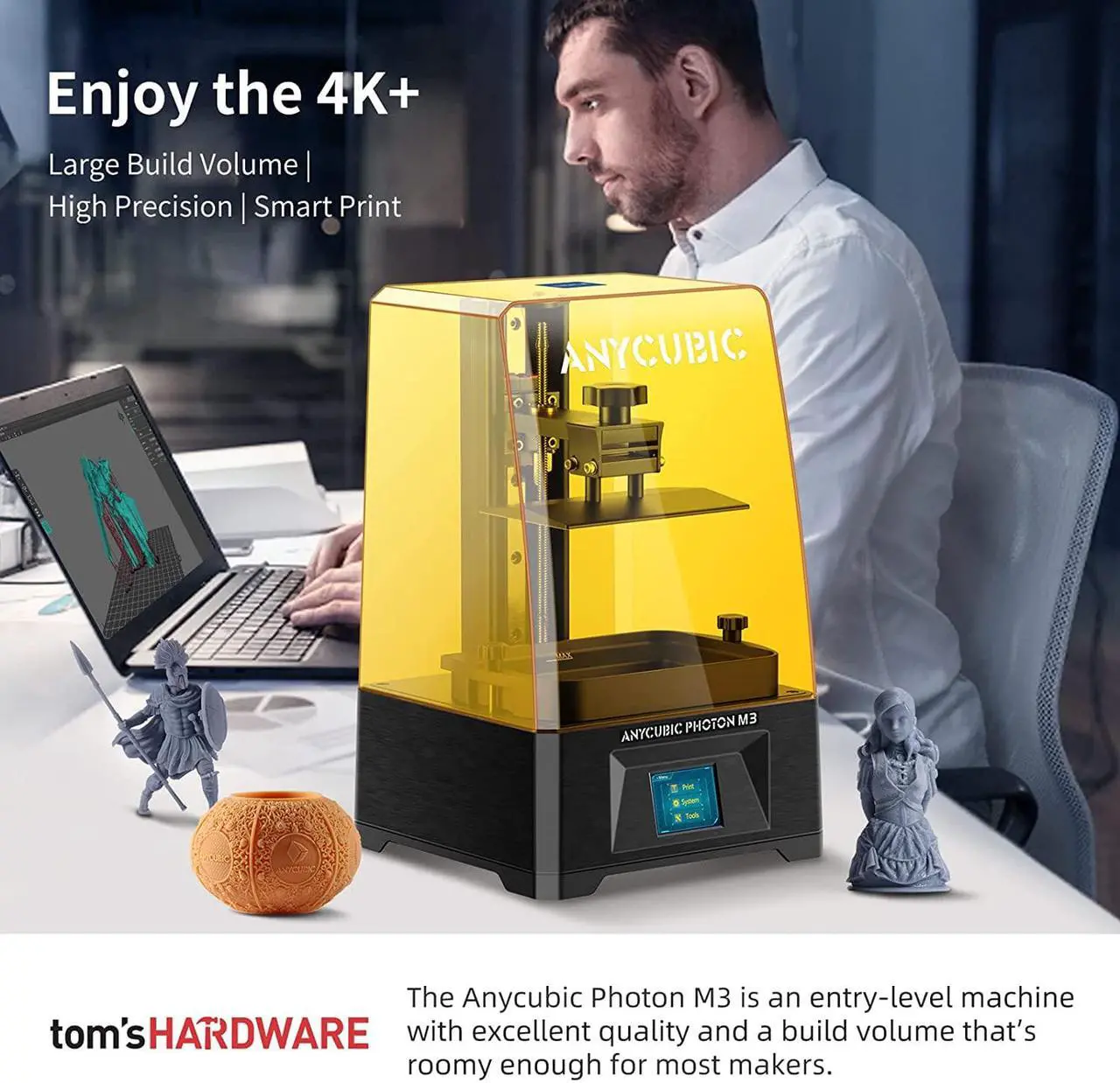 Alt view image 3 of 6 - ANYCUBIC Photon M3 Resin 3D Printer, 7.6'' LCD SLA UV 3D Resin Printer with 4K+ Monochrome Screen, Protective Film, Fast Printing, Max Printing Size 7.08" × 6.45" × 4.03"
