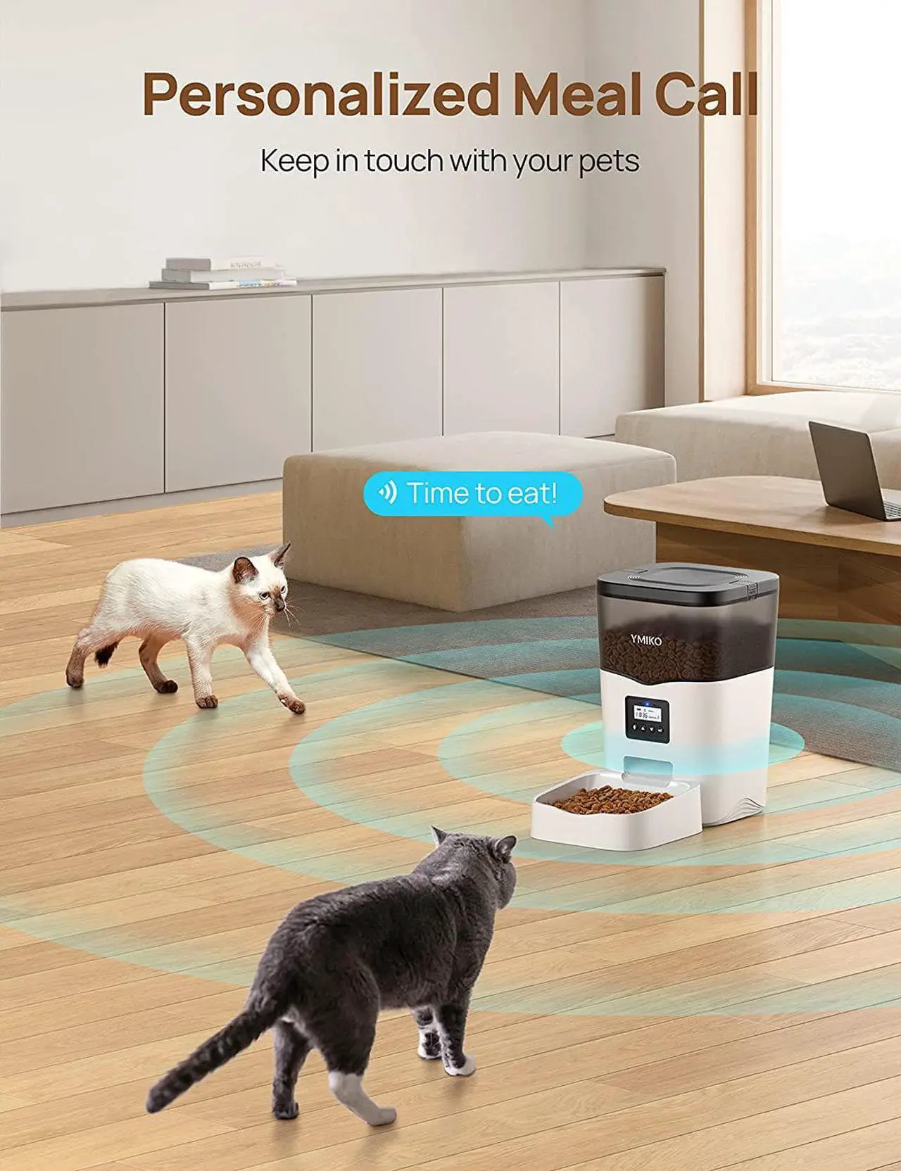Alt view image 3 of 7 - Automatic Cat Feeder, Cat Food Dispenser with Voice Recorder, Timed Small Pet Feeder with Programmable Timer, 1-4 Meals Per Day, 3L/12.7 Cups Capacity