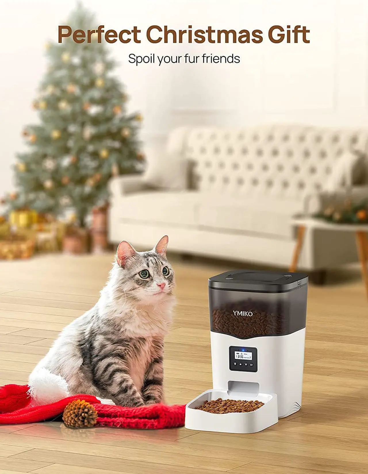 Alt view image 7 of 7 - Automatic Cat Feeder, Cat Food Dispenser with Voice Recorder, Timed Small Pet Feeder with Programmable Timer, 1-4 Meals Per Day, 3L/12.7 Cups Capacity