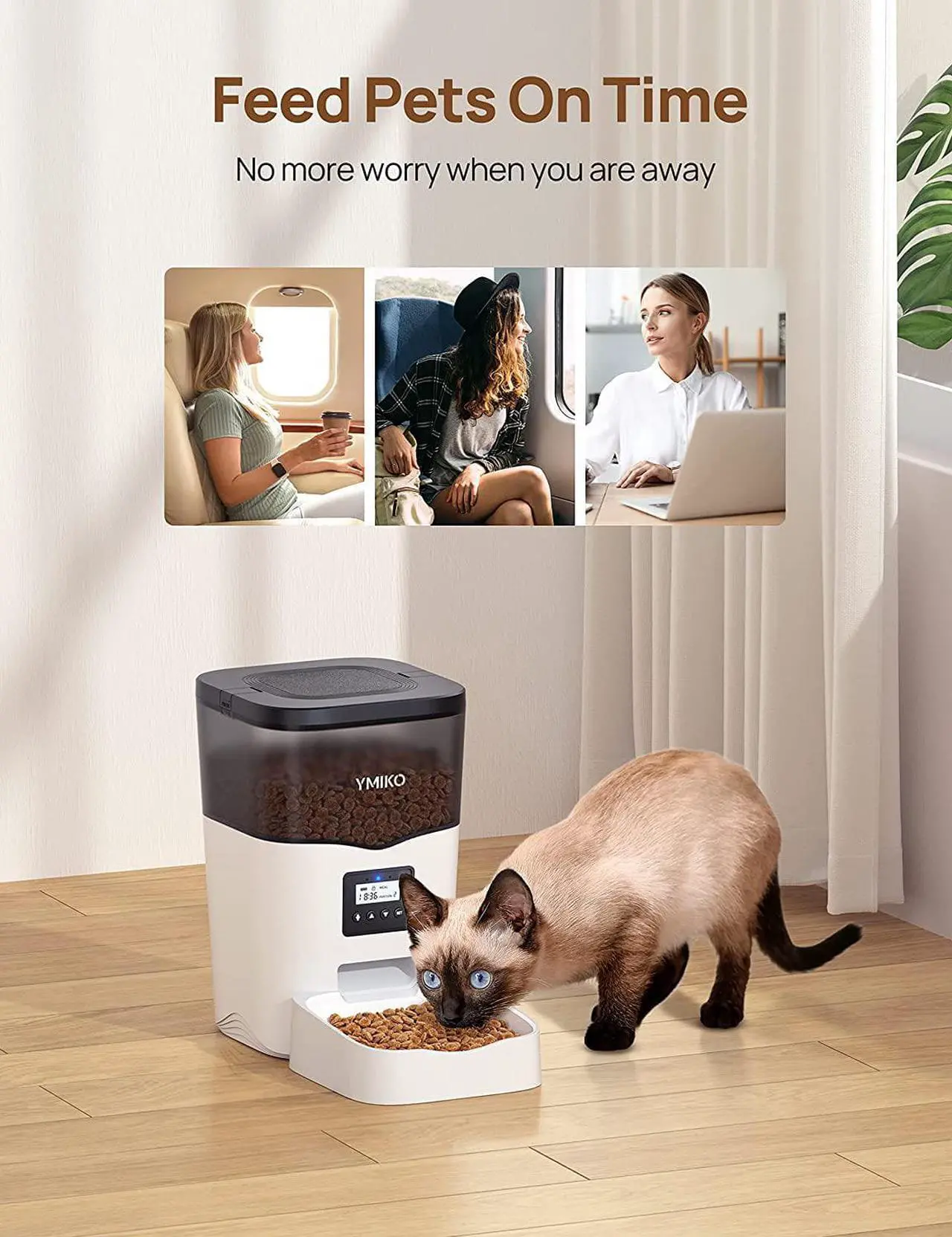Alt view image 4 of 7 - Automatic Cat Feeder, Cat Food Dispenser with Voice Recorder, Timed Small Pet Feeder with Programmable Timer, 1-4 Meals Per Day, 3L/12.7 Cups Capacity