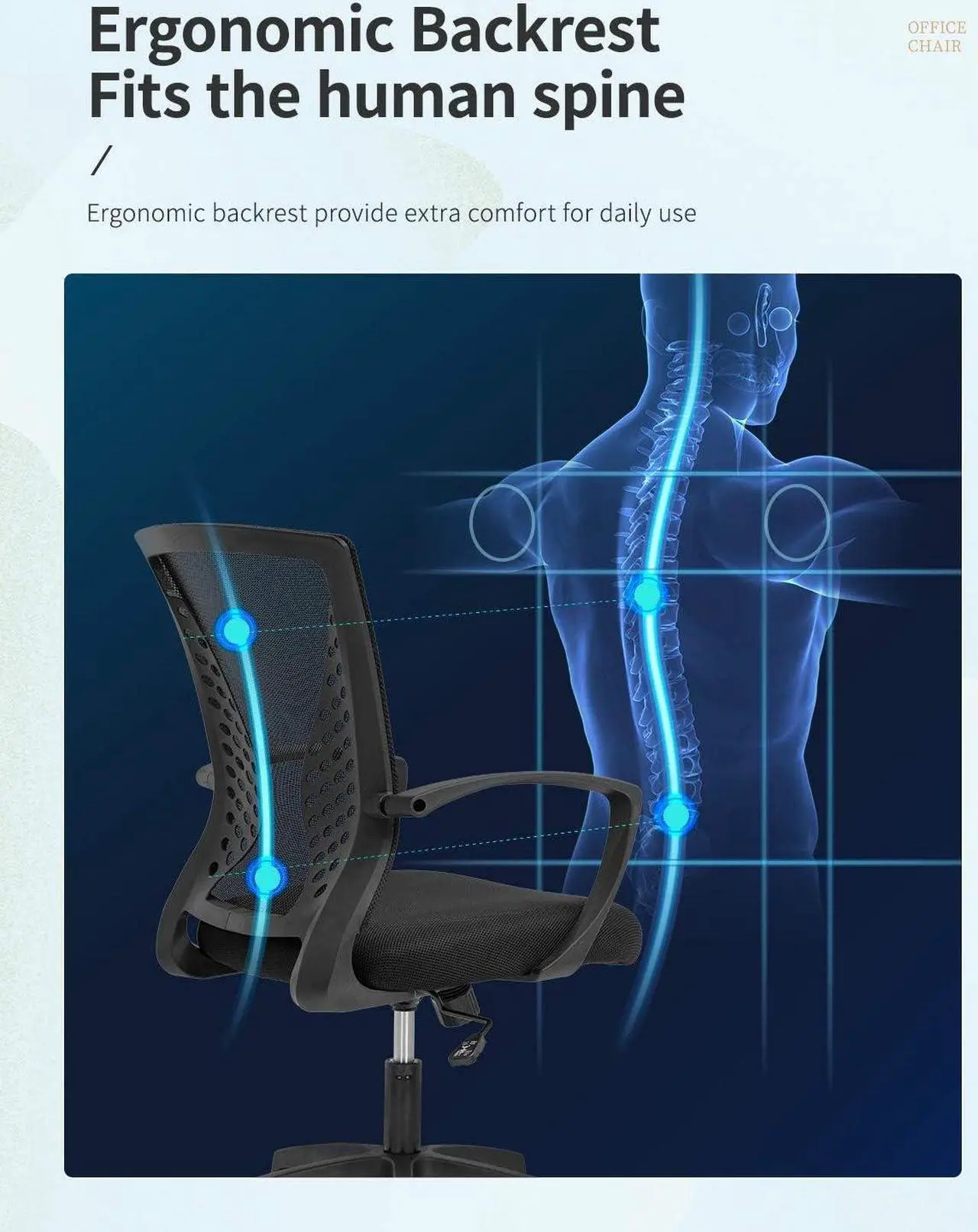 Alt view image 4 of 7 - Home Office Chair Mid Back PC Swivel Lumbar Support Adjustable Desk Task Computer Ergonomic Comfortable Mesh Chair with Armrest (Black), Welcome to consult