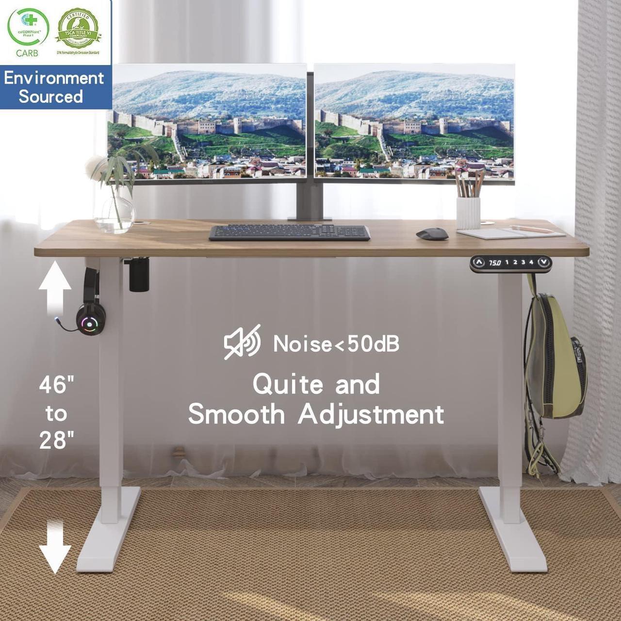 Alt view image 3 of 7 - bilbil Electric Height Adjustable Standing Desk, Sit to Stand Desk Home Office Computer Desk(48 x 24 Oak Top + White Frame)