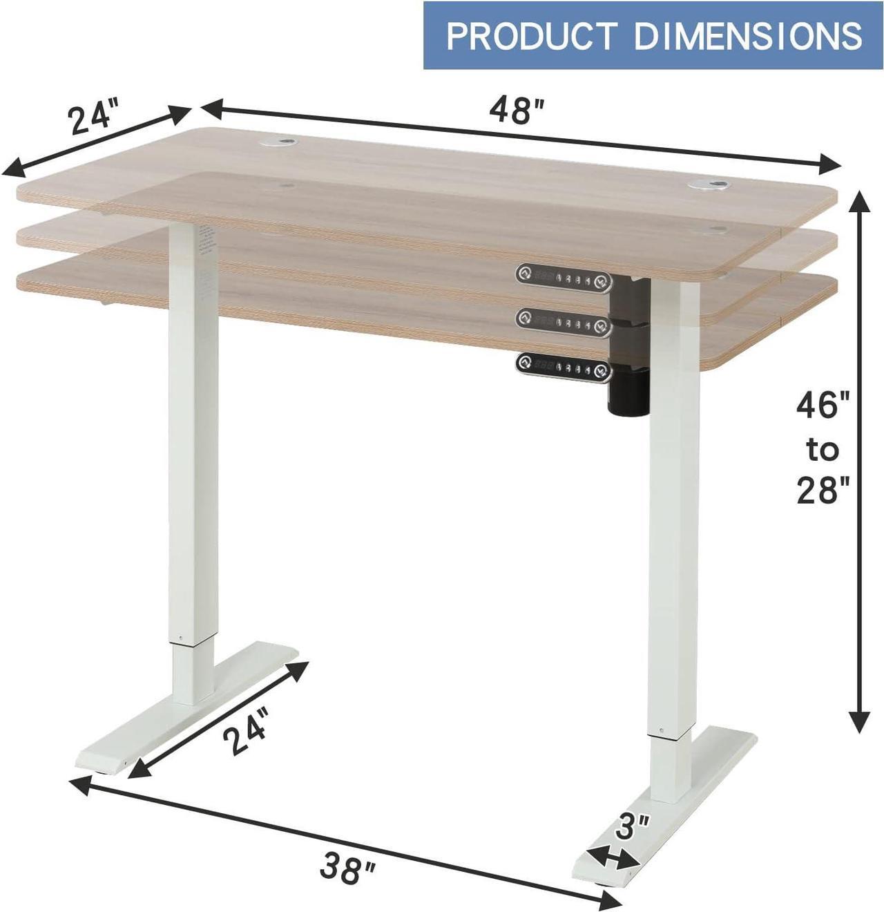Alt view image 2 of 7 - bilbil Electric Height Adjustable Standing Desk, Sit to Stand Desk Home Office Computer Desk(48 x 24 Oak Top + White Frame)