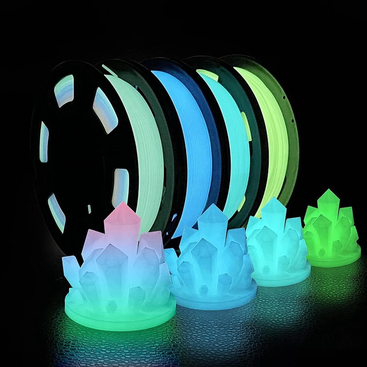 Main image of iSANMATE 3D Printer Filament Bundle, Glow in The Dark Filament Multicolor, Green, Blue and Blue-Green, PLA Filament 1.75 mm, Dimensional Accuracy +/- 0.03 mm, 250g X 4 Pack