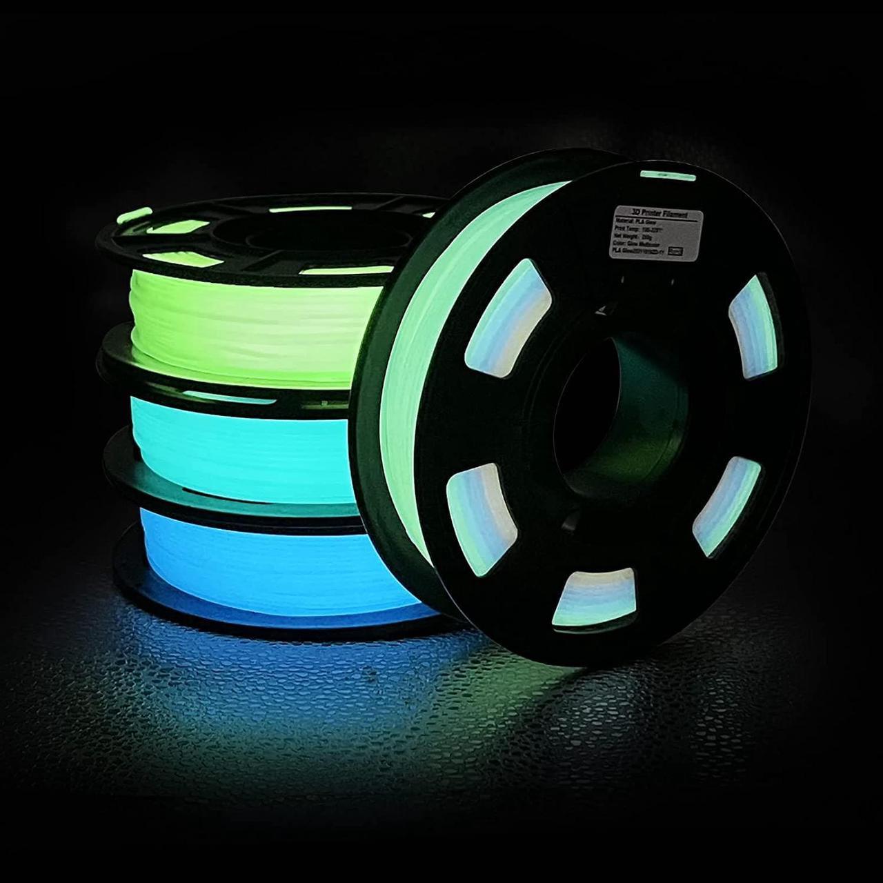 Alt view image 2 of 6 - iSANMATE 3D Printer Filament Bundle, Glow in The Dark Filament Multicolor, Green, Blue and Blue-Green, PLA Filament 1.75 mm, Dimensional Accuracy +/- 0.03 mm, 250g X 4 Pack