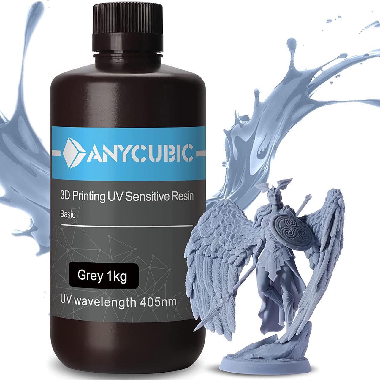 ANYCUBIC 3D Printer Resin, 405nm SLA UV-Curing Resin, High Precision & Rapid Photopolymer for LCD/DLP/SLA 3D Printing(Grey, 1kg)