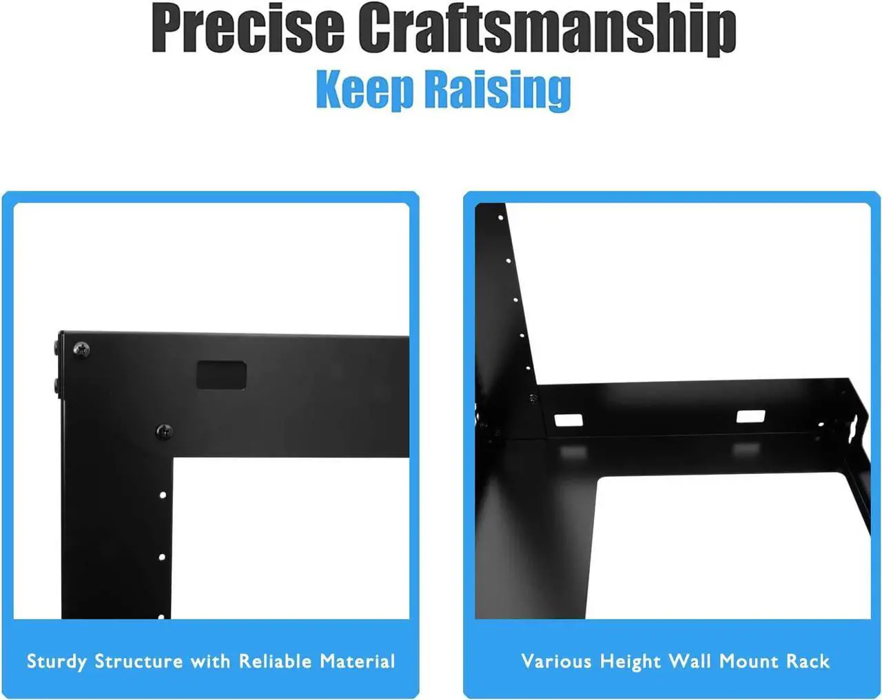 Alt view image 4 of 6 - Raising Electronics 12U Wall Mount Open Frame 19 Inch Server Equipment Rack 15 Inch Depth Black with 2 Shelves
