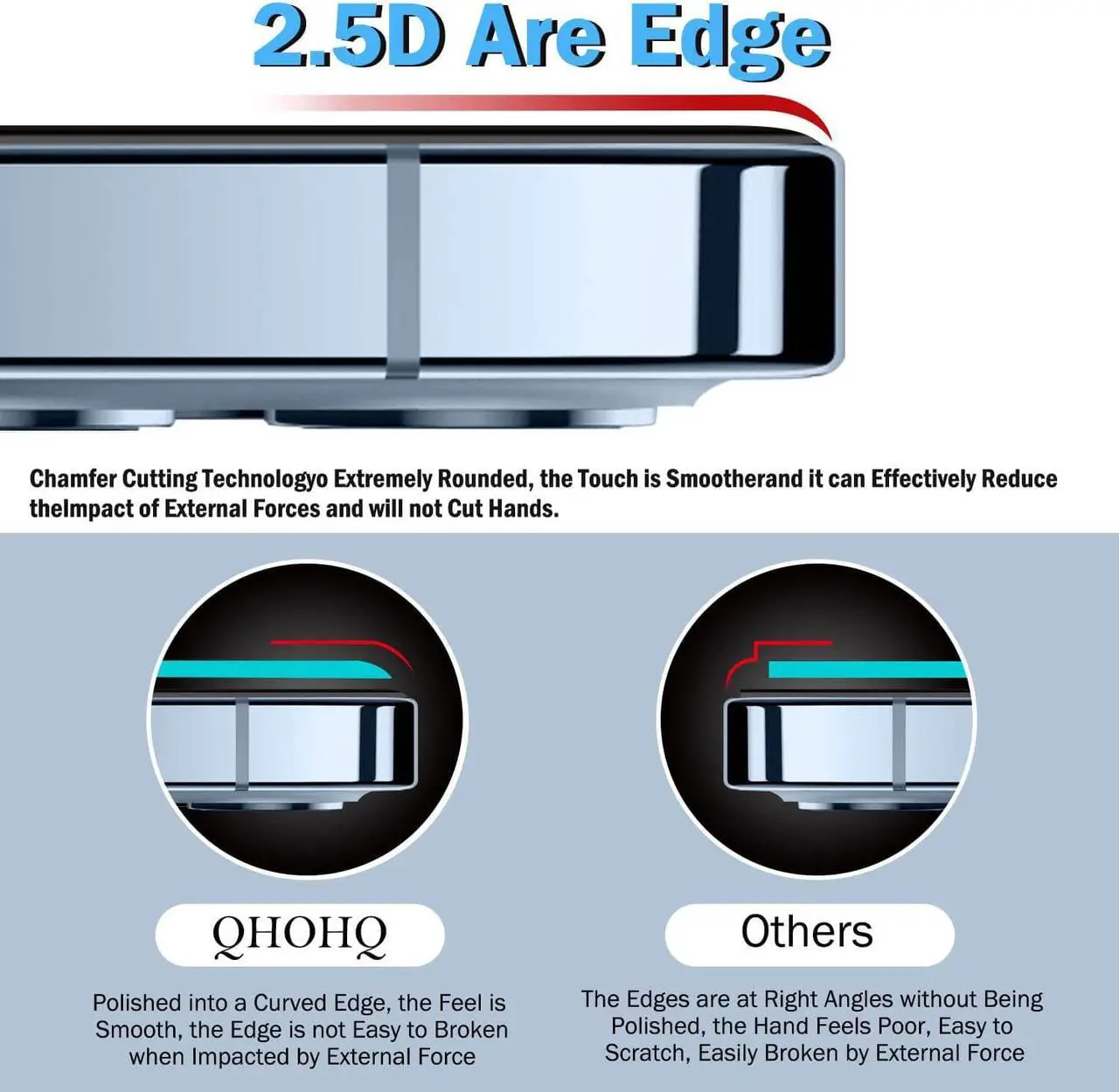 Alt view image 3 of 7 - QHOHQ 3 Pack Screen Protector for iPhone 14 / iPhone 13 [6.1 Inch] with 3 Pack Tempered Glass Camera Lens Protector, Ultra HD, 9H Hardness,Case Friendly