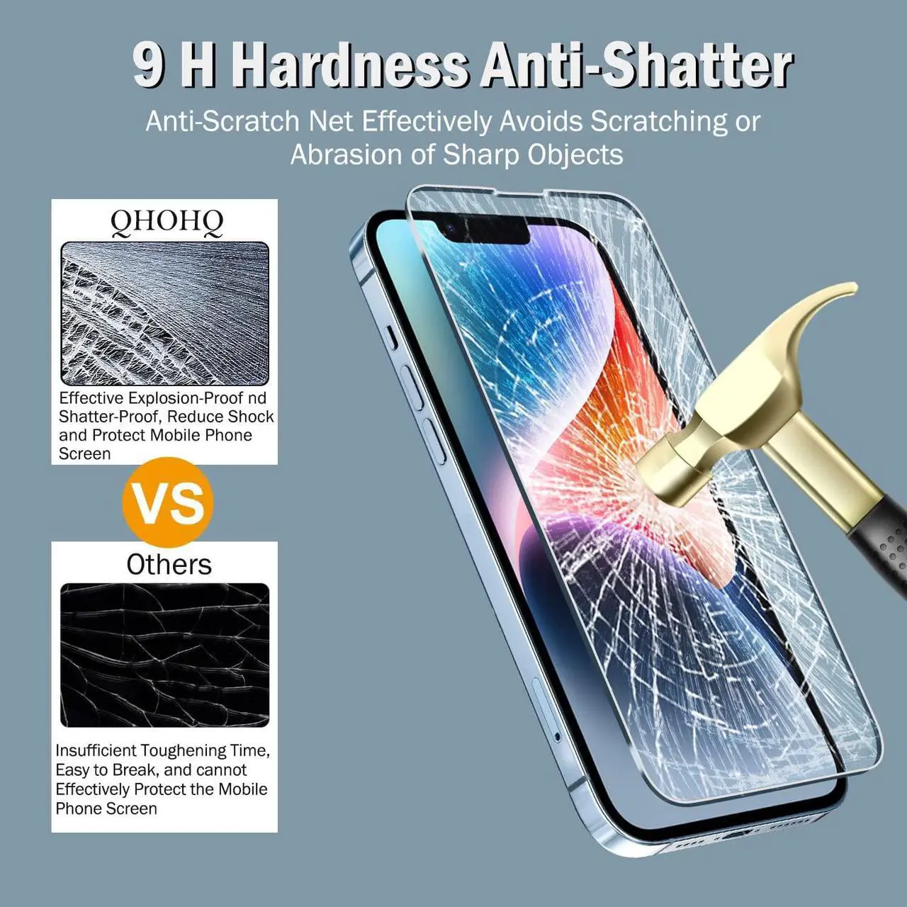 Alt view image 6 of 7 - QHOHQ 3 Pack Screen Protector for iPhone 14 / iPhone 13 [6.1 Inch] with 3 Pack Tempered Glass Camera Lens Protector, Ultra HD, 9H Hardness,Case Friendly