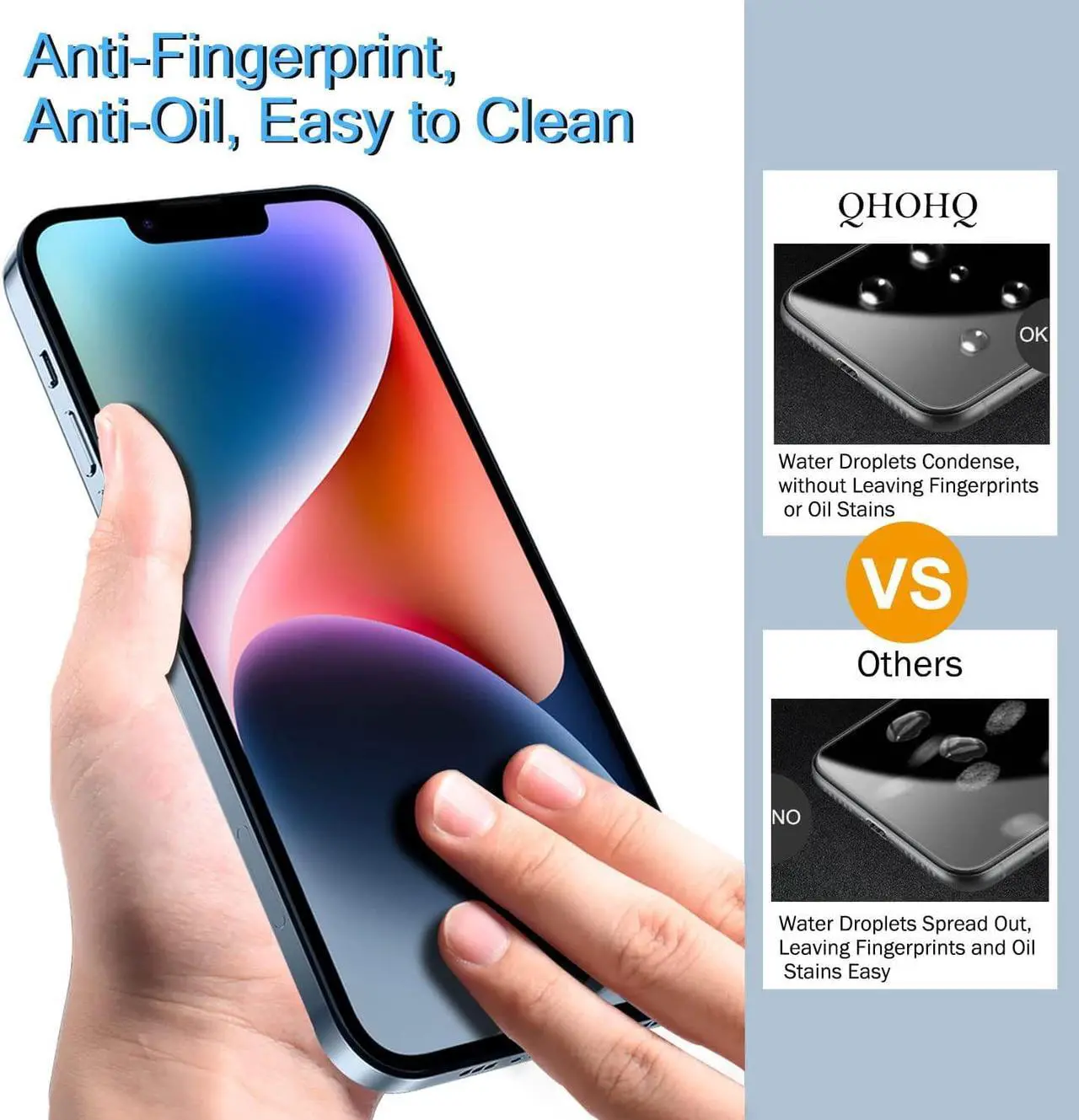 Alt view image 5 of 7 - QHOHQ 3 Pack Screen Protector for iPhone 14 / iPhone 13 [6.1 Inch] with 3 Pack Tempered Glass Camera Lens Protector, Ultra HD, 9H Hardness,Case Friendly