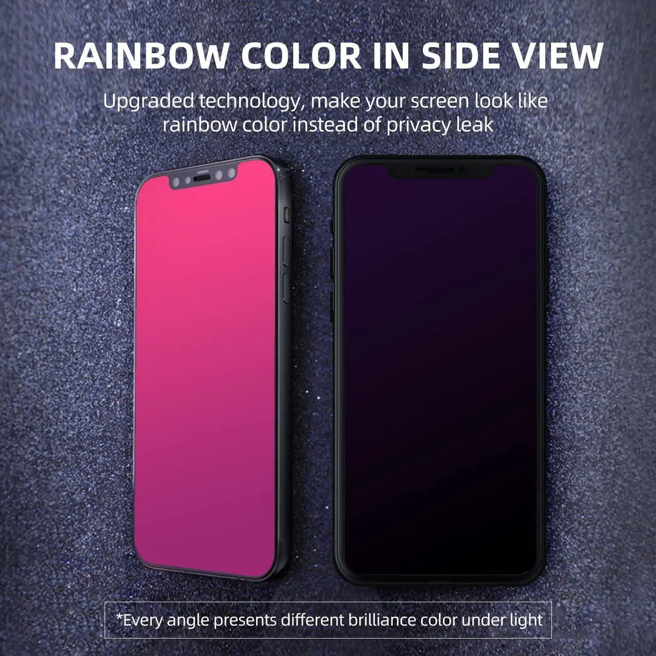 Alt view image 3 of 7 - EGKimBa Privacy Screen Protector compatible with iPhone 11 /iPhone XR, 6.1 inch Gradient Colorful Electroplated Anti-Spy Anti-Blue Light Easy Installation Tempered Glass, Welcome to consult