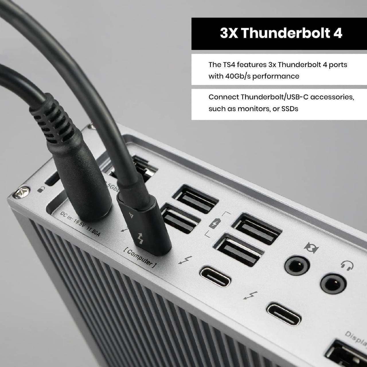Alt view image 7 of 7 - CalDigit TS4 Thunderbolt 4 Dock - 18 Ports, 98W Charging, 40Gb/s Thunderbolt 4, USB-A/C, 2.5GbE, 8K/6K Displays, Mac/PC/Chrome Compatible