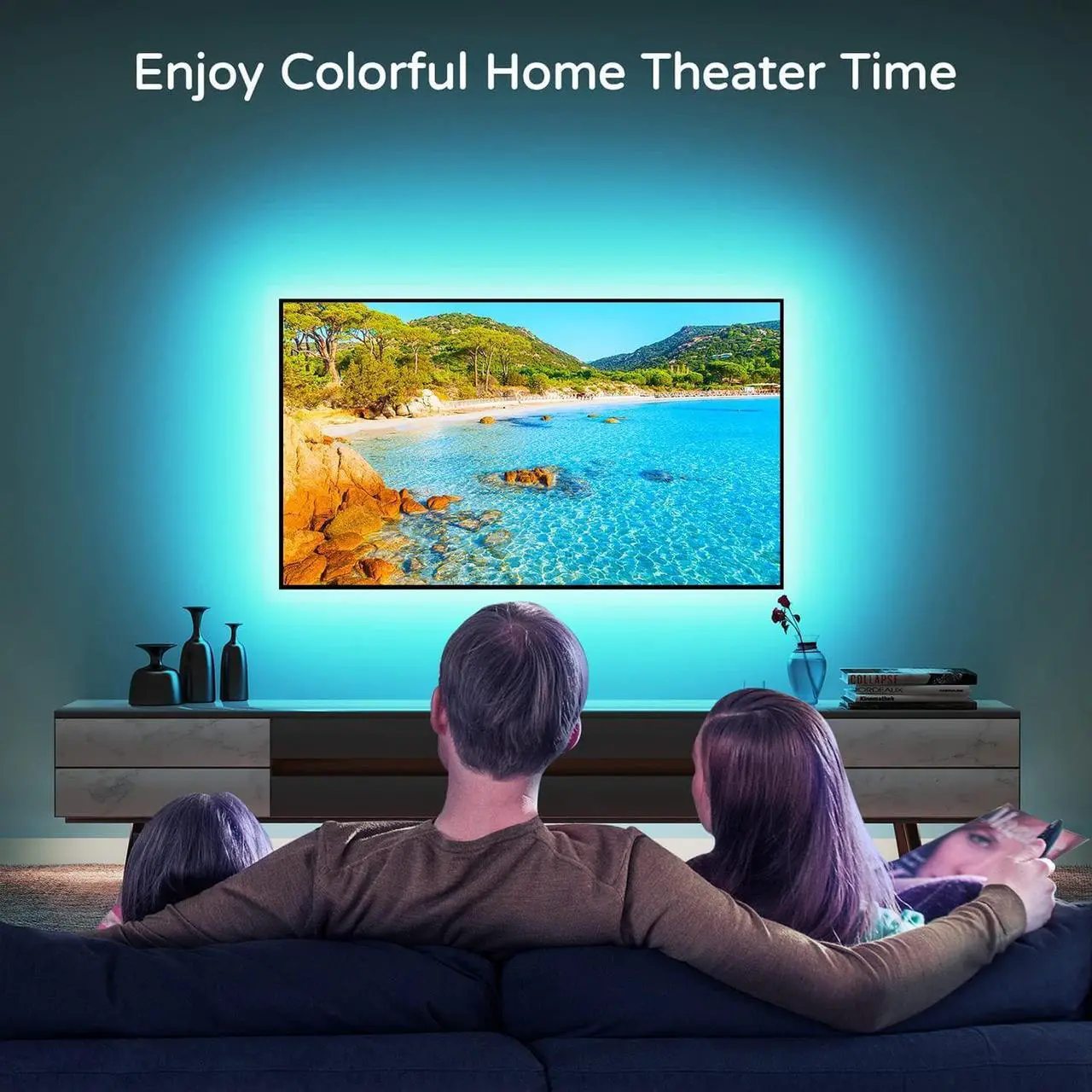 Alt view image 7 of 7 - Led Lights for TV 82 85 86 90 95 Inches 21Ft TV Led Backlight for TV Home Theater Ambient Lighting Gaming Decor Room Decor Easy-Bending Design TV Lights USB Powered TV Lights
