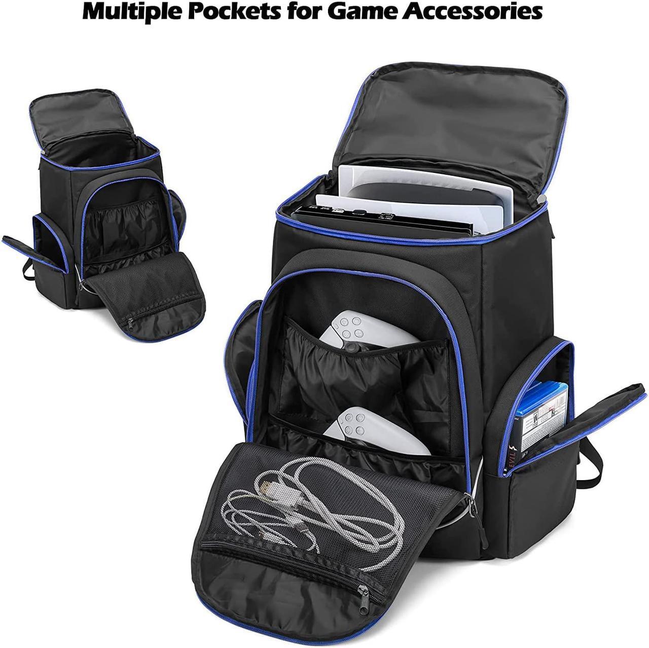 Alt view image 2 of 7 - Trunab Gaming Console Backpack Compatible with PS5/PS4/PS4 Pro/PS4 Slim/Xbox One/Xbox One X/Xbox One S, Travel Carrying Bag with Multiple Pockets for 15.6 Laptop and Gaming Accessories