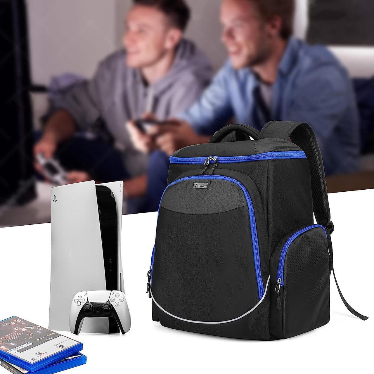 Alt view image 7 of 7 - Trunab Gaming Console Backpack Compatible with PS5/PS4/PS4 Pro/PS4 Slim/Xbox One/Xbox One X/Xbox One S, Travel Carrying Bag with Multiple Pockets for 15.6 Laptop and Gaming Accessories