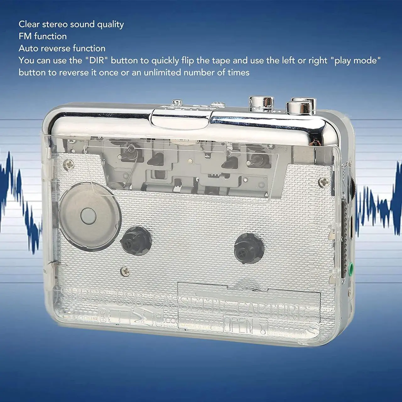 Alt view image 5 of 7 - ASHATA Portable Cassette Player, USB Cassette Tape to MP3 Converter, Audio Walkman Cassette Tape to Digital Converter Player, FM Radio Cassette Player with 3.5mm Headphone Jack
