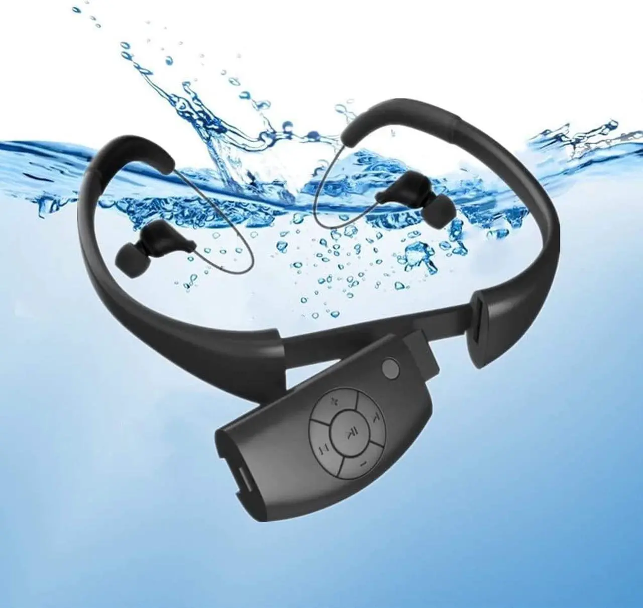 Main image of Waterproof MP3 Player for Swimming, IPX8 8GB Swimming Headphones with Shuffle Feature,Enjoy Music for Swimming, Diving and Other Sports(Black)
