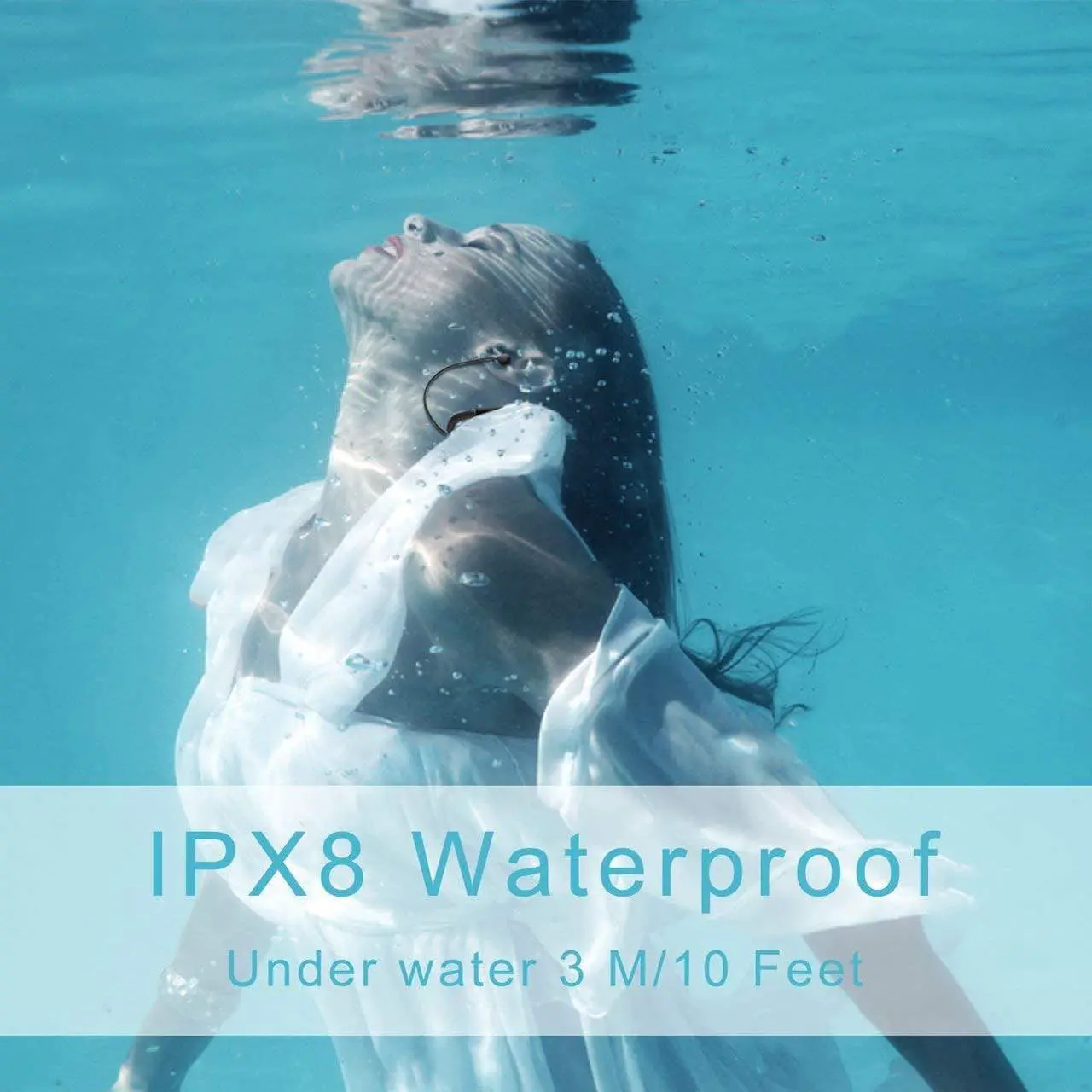 Alt view image 2 of 7 - Waterproof MP3 Player for Swimming, IPX8 8GB Swimming Headphones with Shuffle Feature,Enjoy Music for Swimming, Diving and Other Sports(Black)