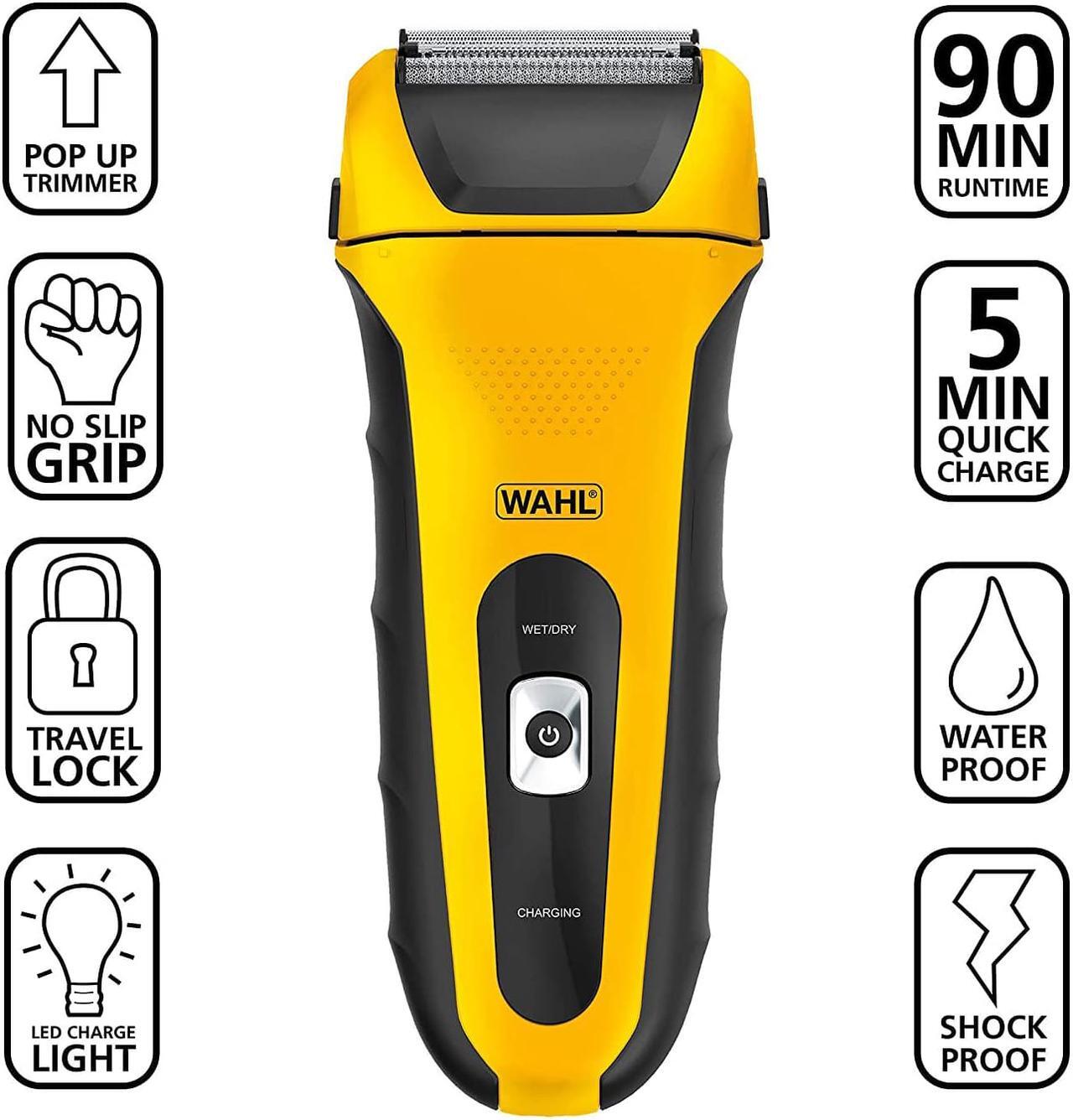 Alt view image 2 of 7 - Wahl Waterproof Rechargeable Electric Shaver with Precision Trimmer for Men's Beard Shaving and Grooming, Long Run Time and Quick Charge - Model 7061-100