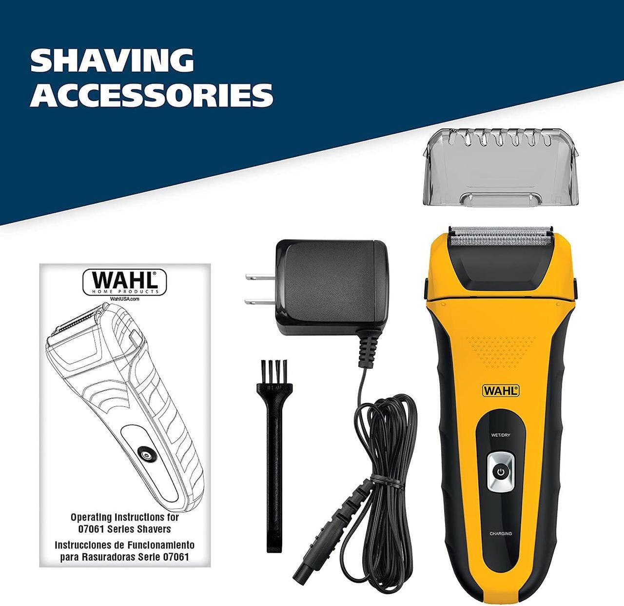 Alt view image 3 of 7 - Wahl Waterproof Rechargeable Electric Shaver with Precision Trimmer for Men's Beard Shaving and Grooming, Long Run Time and Quick Charge - Model 7061-100