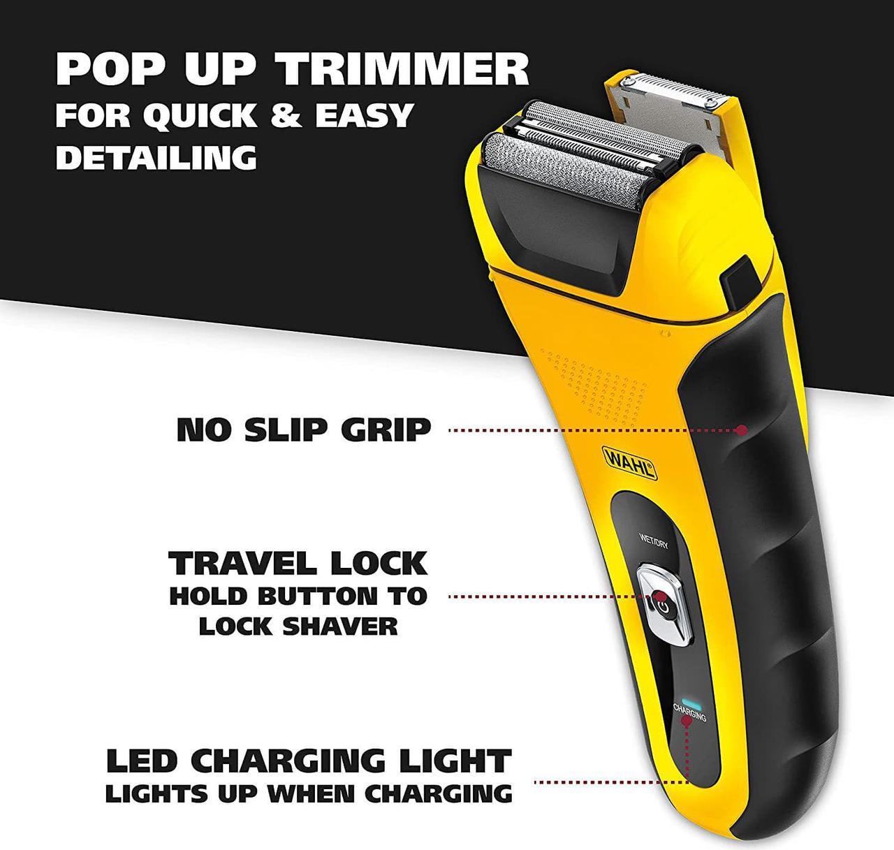 Alt view image 4 of 7 - Wahl Waterproof Rechargeable Electric Shaver with Precision Trimmer for Men's Beard Shaving and Grooming, Long Run Time and Quick Charge - Model 7061-100