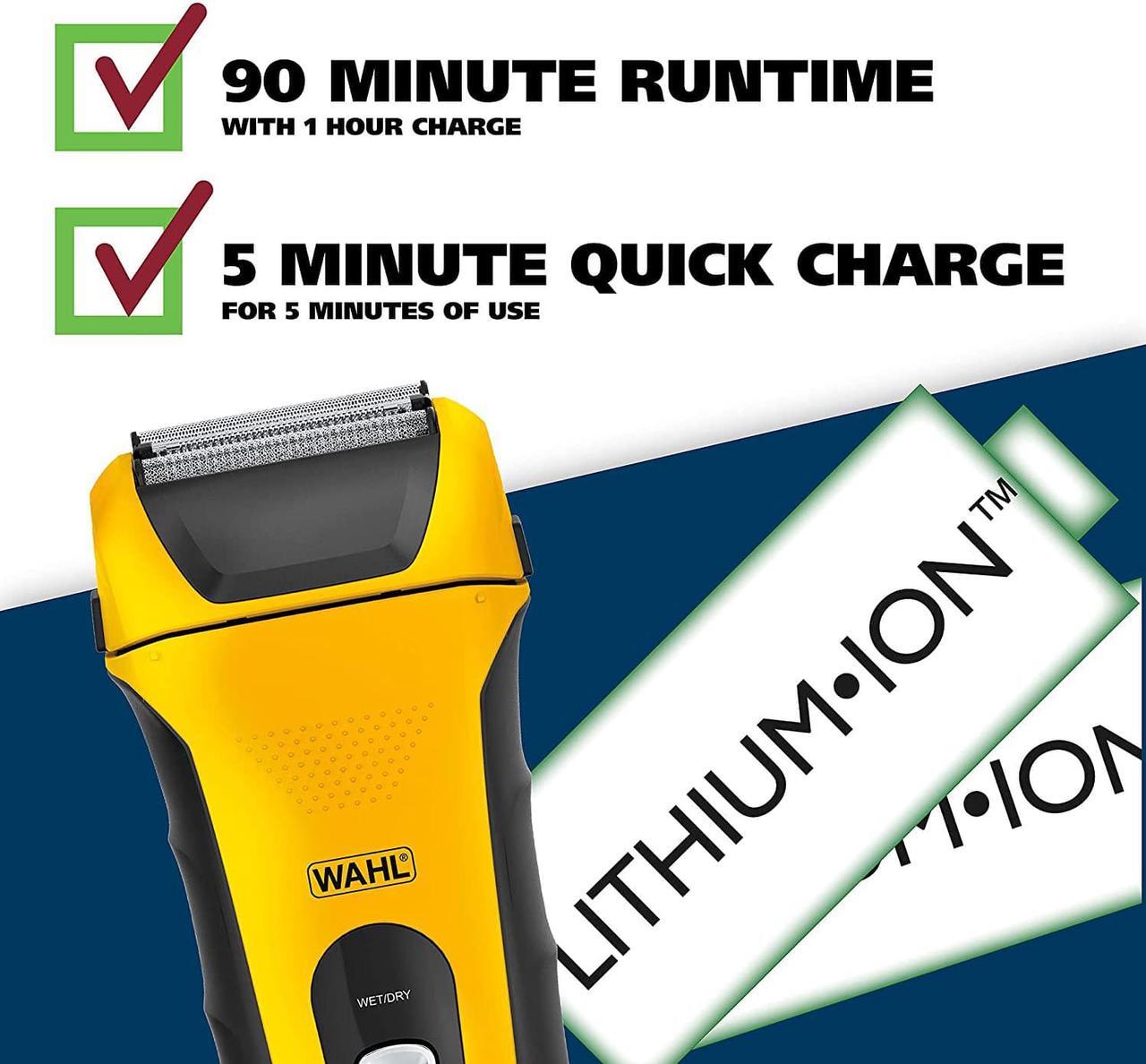 Alt view image 5 of 7 - Wahl Waterproof Rechargeable Electric Shaver with Precision Trimmer for Men's Beard Shaving and Grooming, Long Run Time and Quick Charge - Model 7061-100