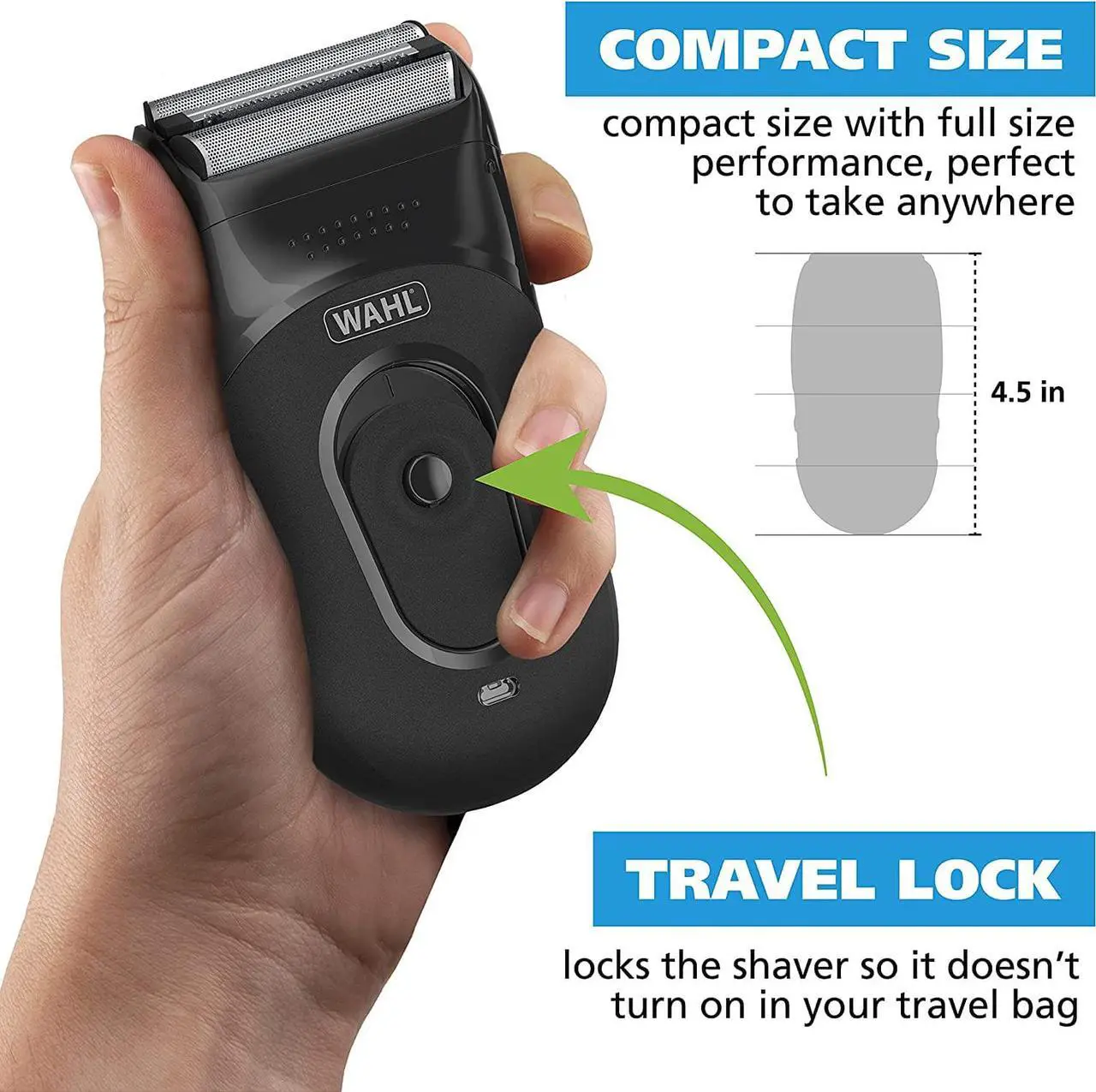 Alt view image 4 of 7 - Wahl Compact Rechargeable Lithium Ion Shaver Kit with Hygienic Rinseable Foils & Cutter Bar with Dual Flexible Foils That Move with The Contours of Your Face - 7065