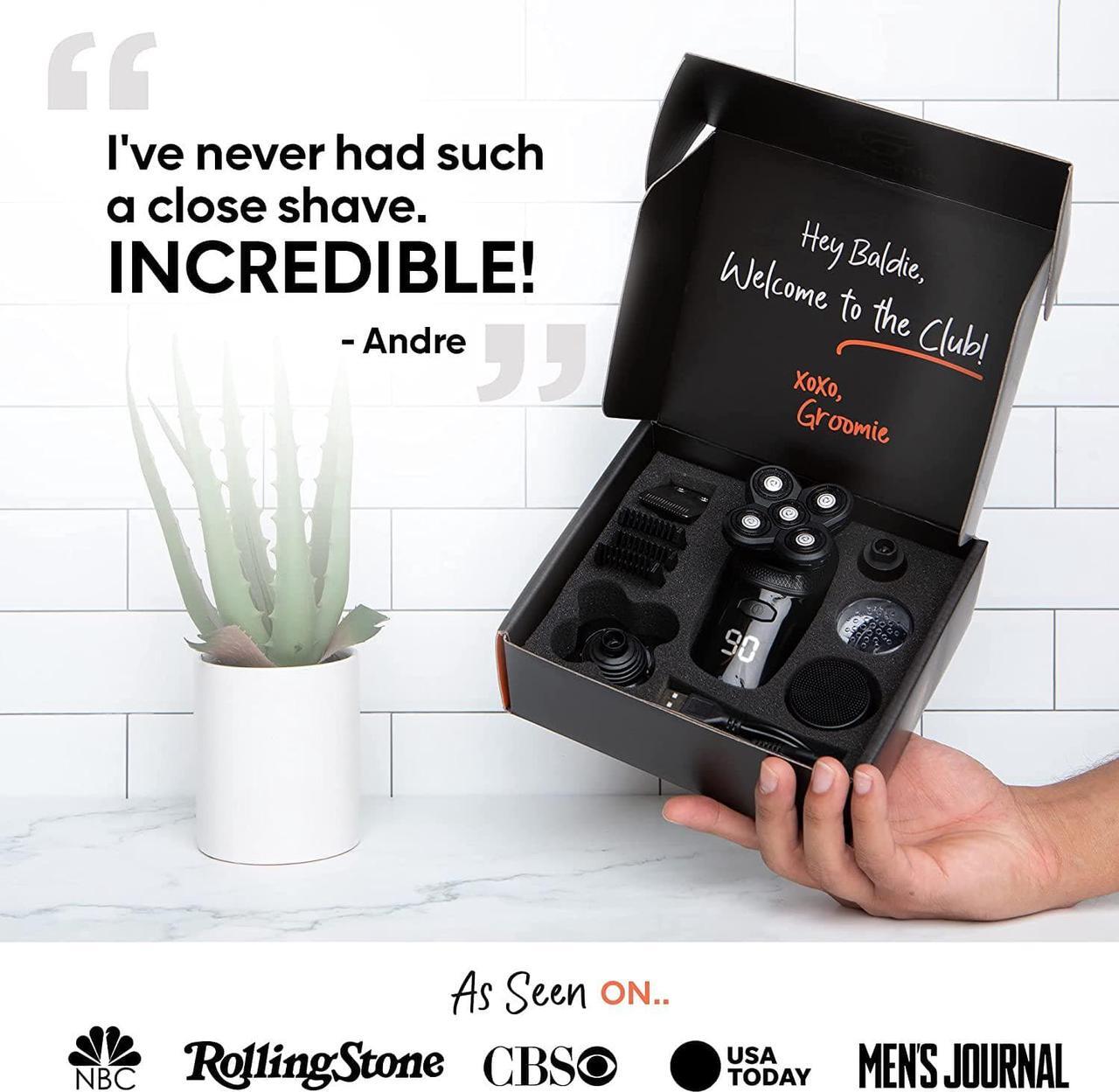 Alt view image 5 of 7 - GROOMIE BaldiePro - Cordless Head Shavers for Bald Men - Comfort Head Shaver - Bald Head Care for Men - Easy Use Palm Shaver for a Smooth Bald Shave - Ergonomic Shavers for Bald heads - Balding Shaver