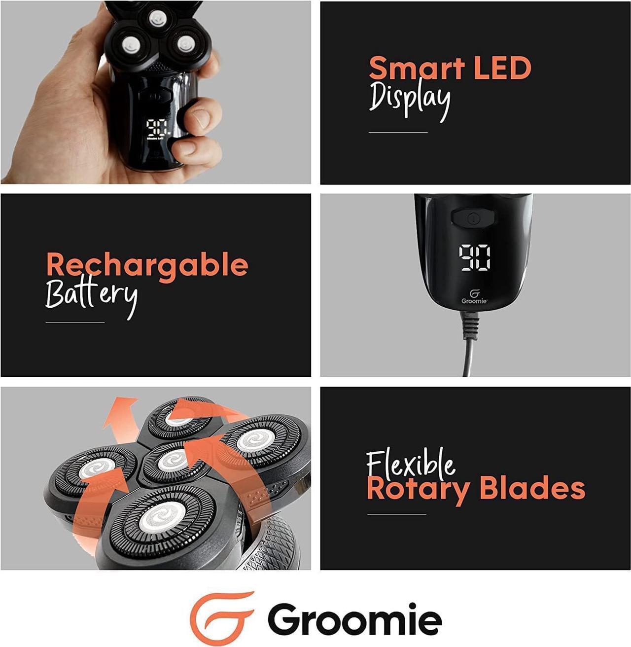 Alt view image 6 of 7 - GROOMIE BaldiePro - Cordless Head Shavers for Bald Men - Comfort Head Shaver - Bald Head Care for Men - Easy Use Palm Shaver for a Smooth Bald Shave - Ergonomic Shavers for Bald heads - Balding Shaver