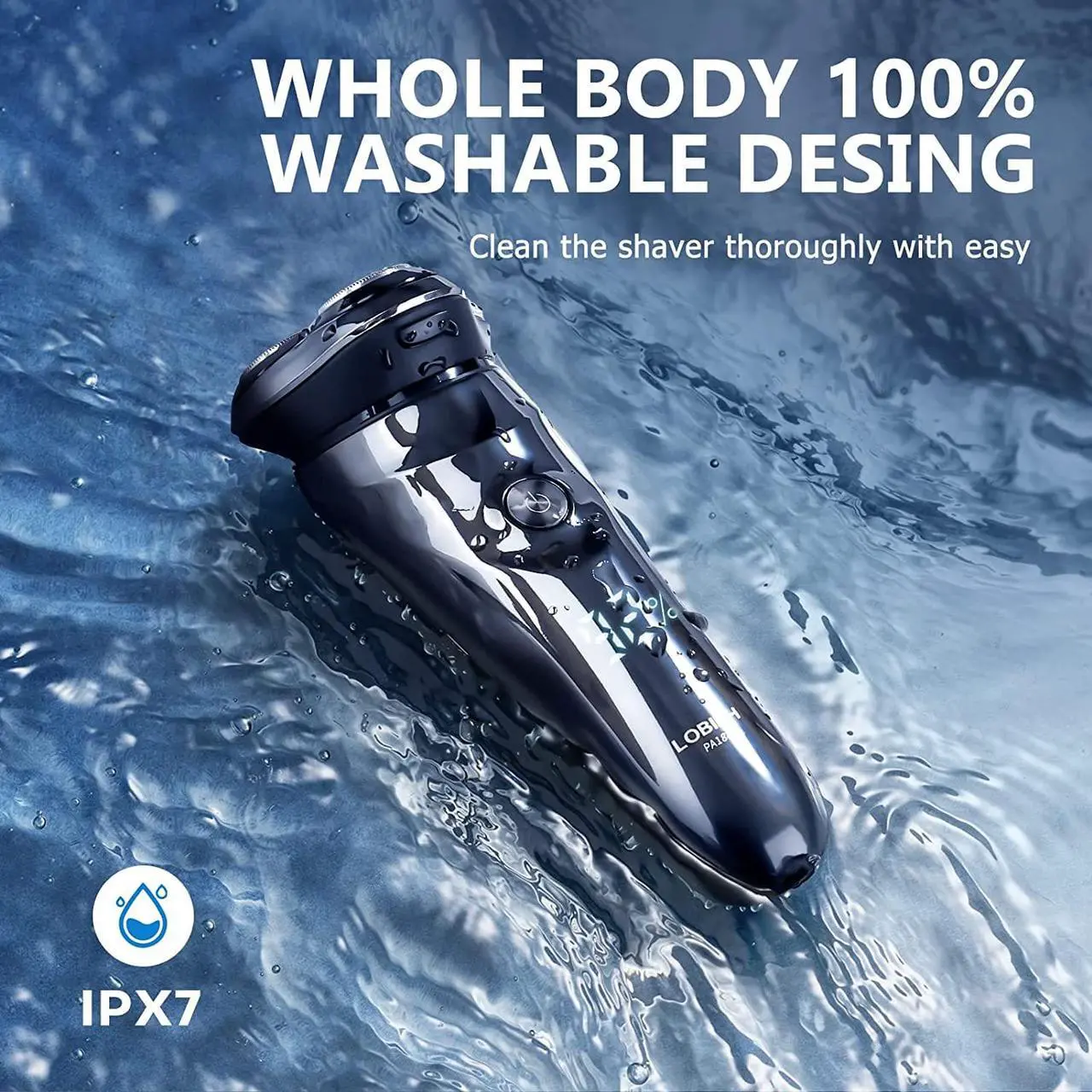 Alt view image 6 of 7 - Electric Shaver for Men, 100% Washable Rechargeable Waterproof Electric Razor Wet & Dry Shaving with Pop-up Trimmer, 1 Hour Fast Charging, 4D Floating Head, LCD Power Indicator
