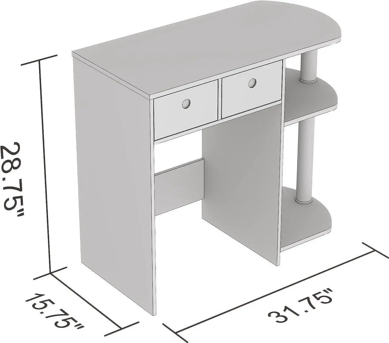 Alt view image 2 of 7 - Safdie Small Computer Space-Saver Writing 2 Storage Drawers-Sturdy Study, Work Table-Compact Home, Living, Dorm Room,Bedroom, Office Modern Student, Gamer Desk, One Size, Dark Taupe