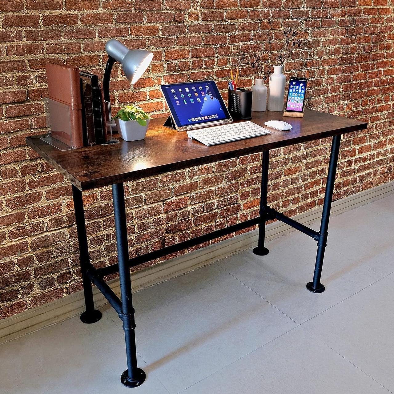 Alt view image 5 of 7 - Industrial Pipe Desk Work From Home Set Up, Rustic Industrial Desk Home, Rustic Pipe Table With Industrial Pipe Desk Industrial Computer Desk Workstation Metal Industrial Desk Style Modern Study Desk