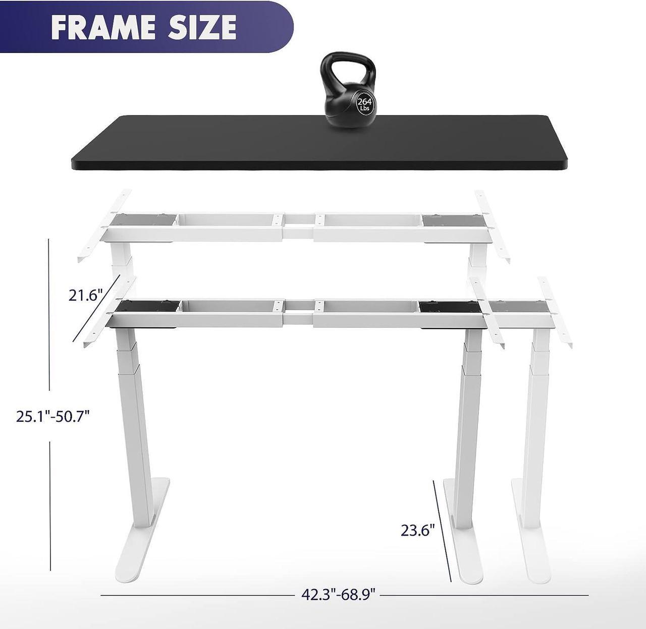 Alt view image 3 of 7 - Dual Motor Standing Desk Frame 3-Stage, Adjustable Height Desk Legs with 4 Memory Height Settings and USB Port, Heavy Duty Electric Desk Sit Stand Desk (White Frame Only)