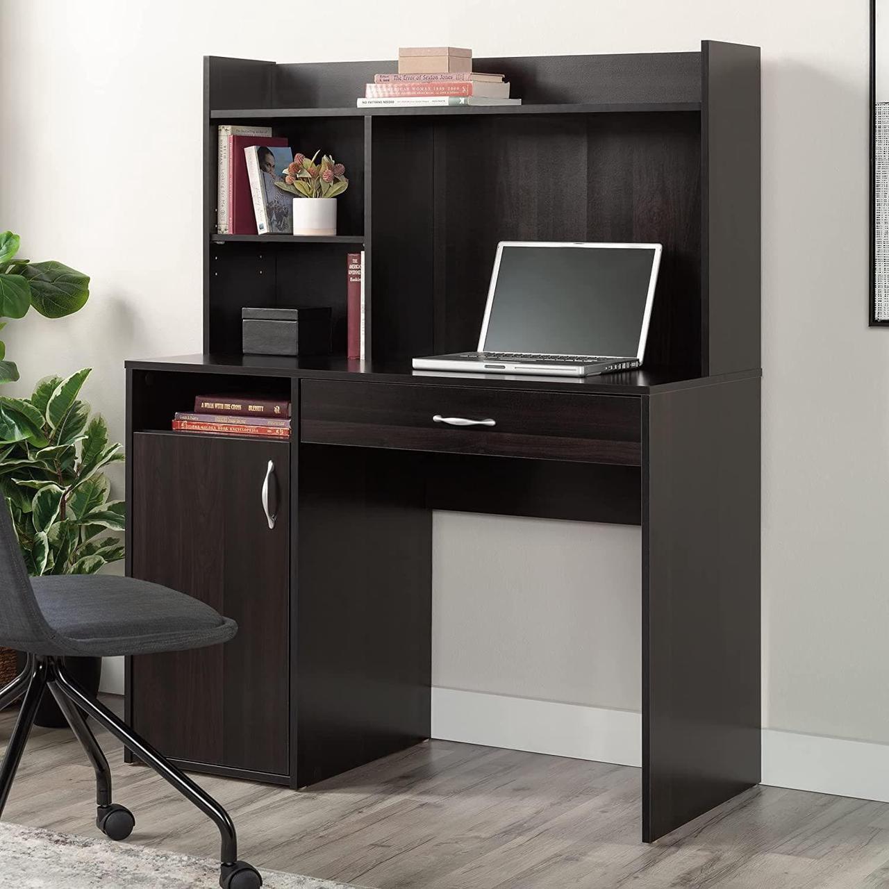 Alt view image 2 of 7 - Sauder Beginnings Transitional Desk with Hutch, Cinnamon Cherry finish